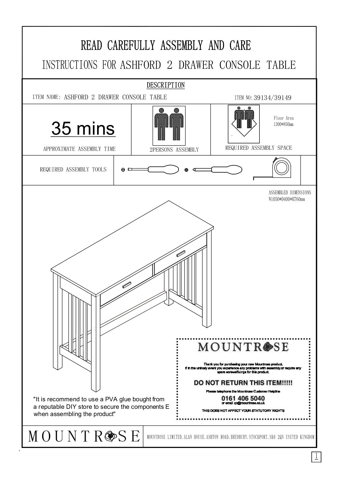 Argos 39134, 39149 ASSEMBLY INSTRUCTIONS