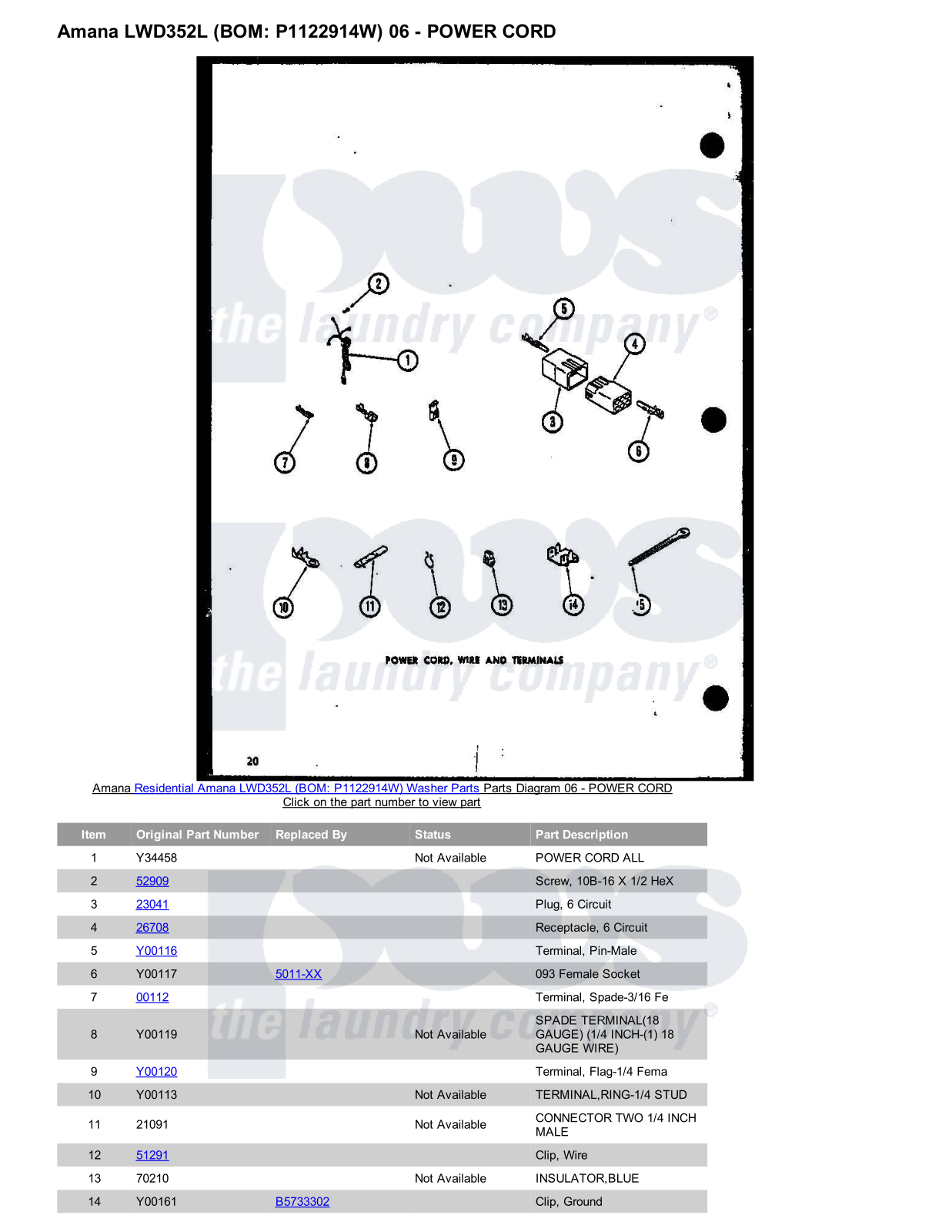 Amana LWD352L Parts Diagram