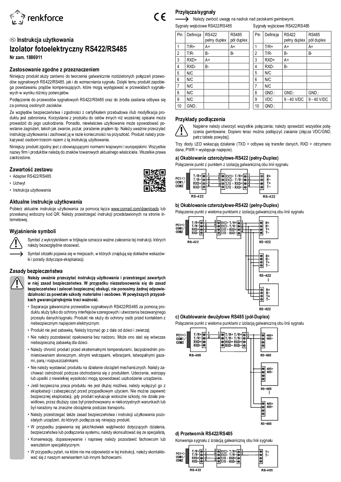 Renkforce 1886911 Operating Instructions