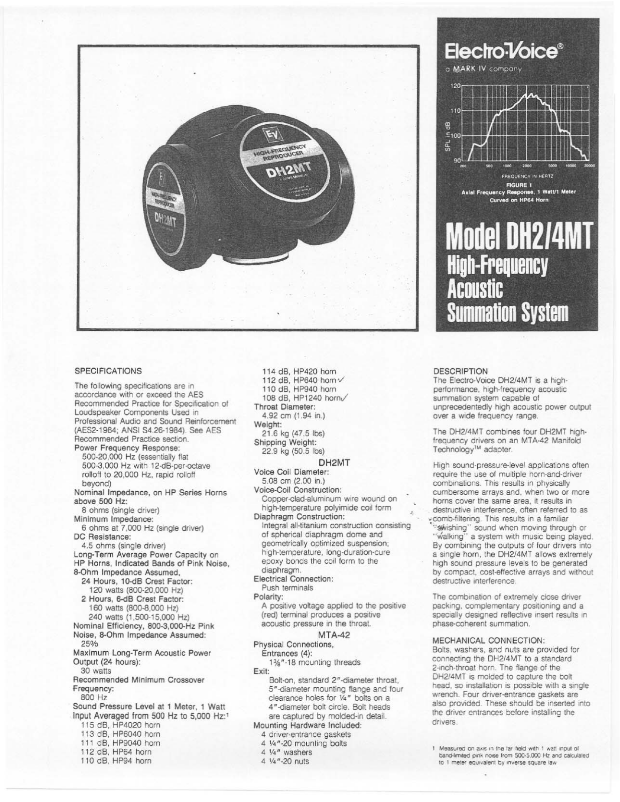 Electro-voice DH2-4MT DATASHEET