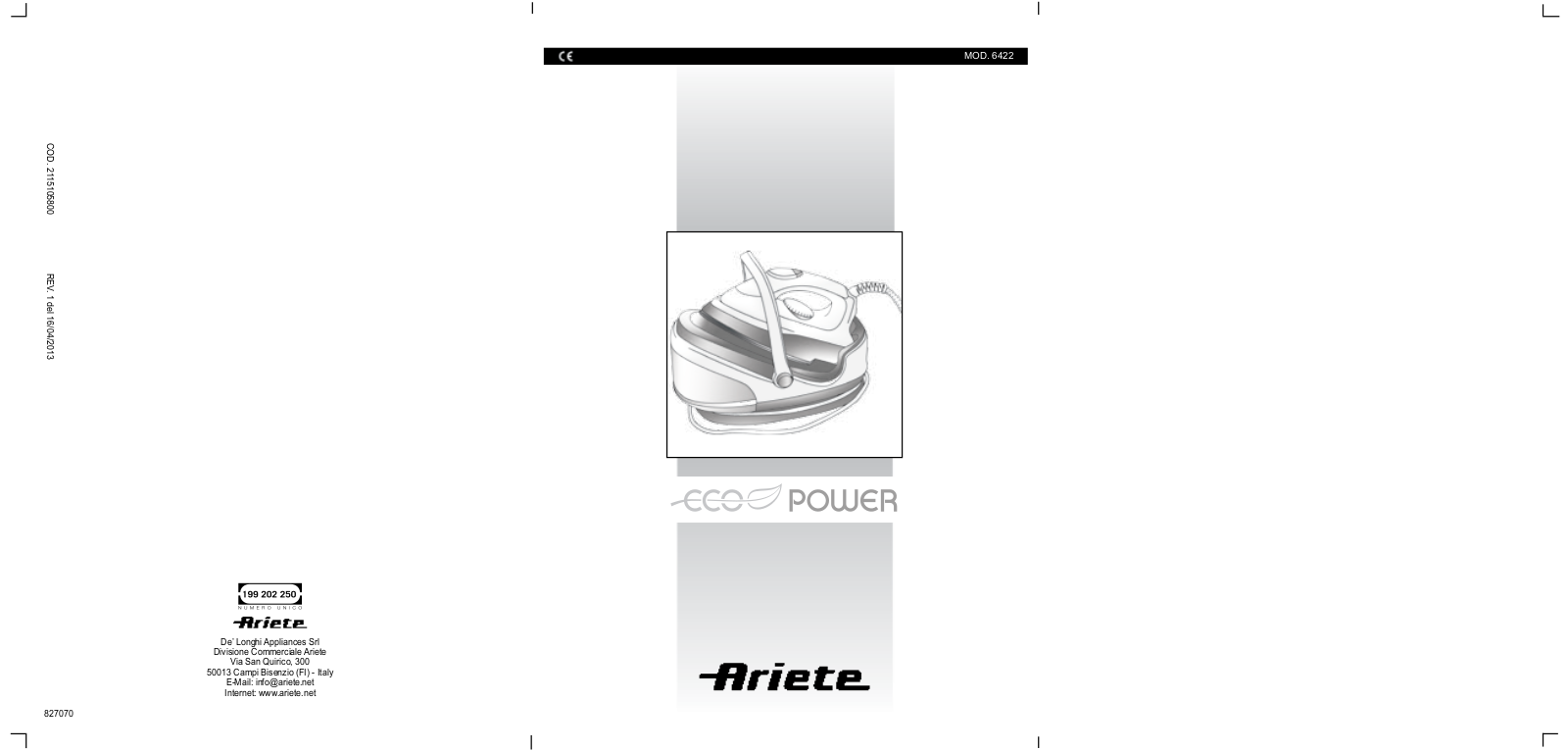 Ariete 6422 User Manual