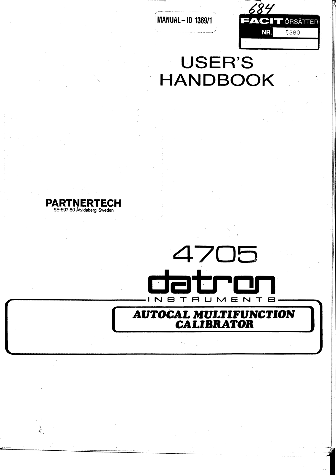 Datron 4705 User guide - ManualMachine.com