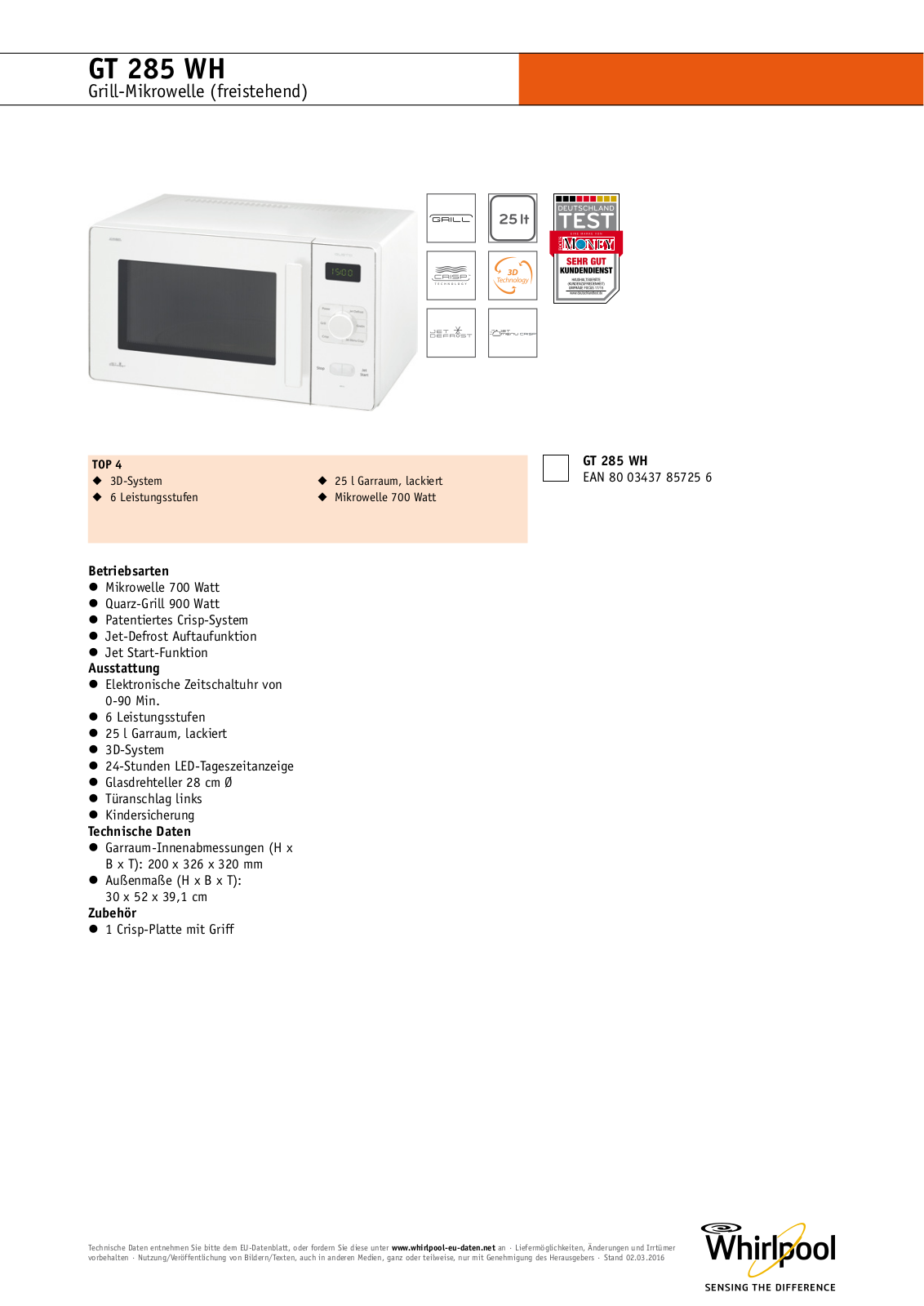 Whirlpool GT 285 WH INSTRUCTION FOR USE