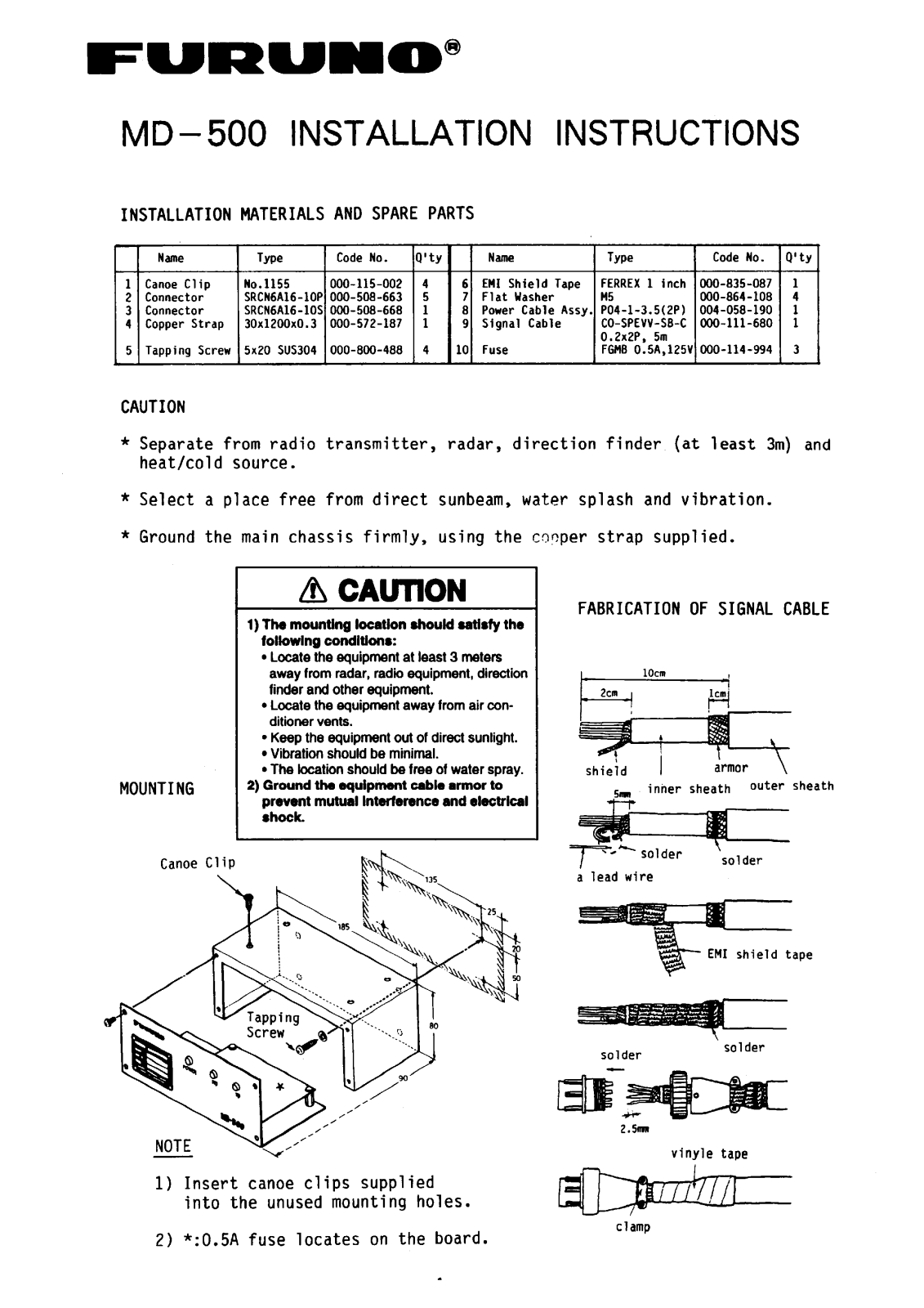 Furuno MD500 Installation Guide - ManualMachine.com