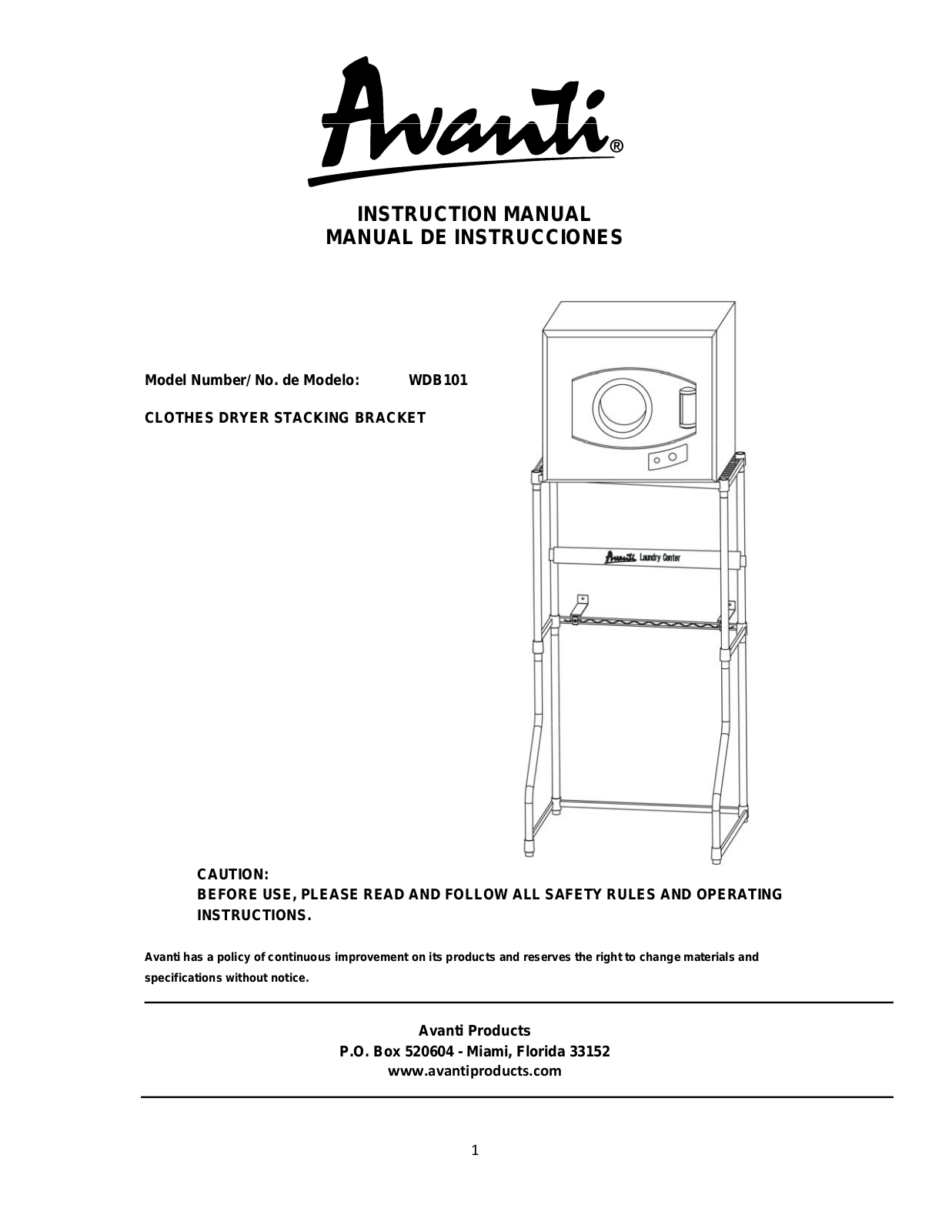 Avanti WDB101 User Manual