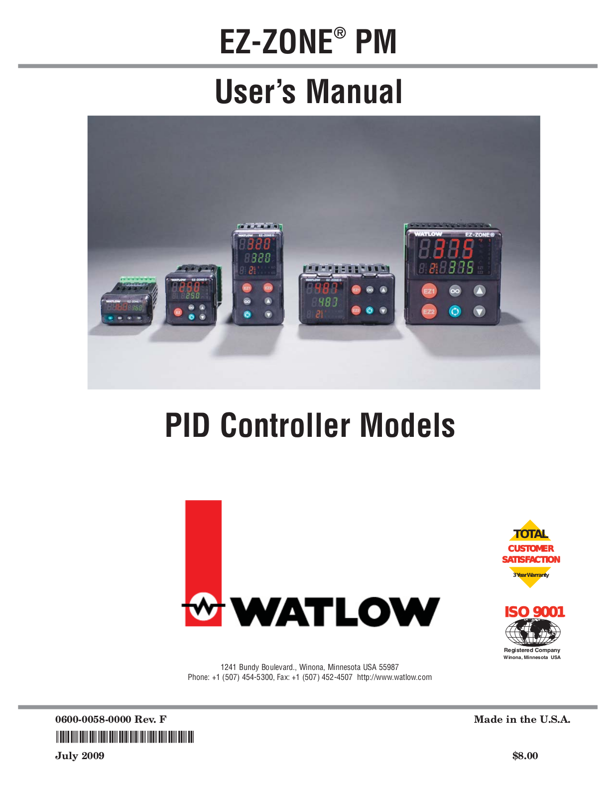 Watlow Ez-Zone PM6, Ez-Zone PM8, Ez-Zone PM3, Ez-Zone PM9, Ez-Zone PM4 User Manual