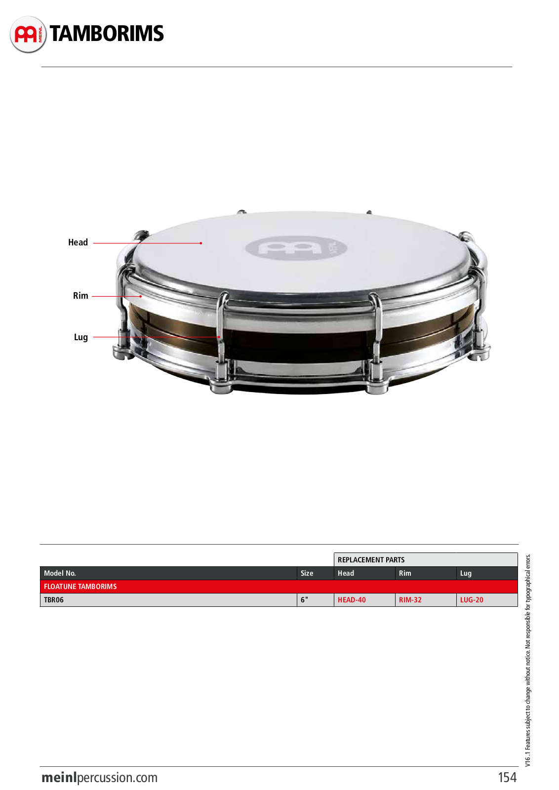 Meinl TBR06 REPLACEMENT PARTS