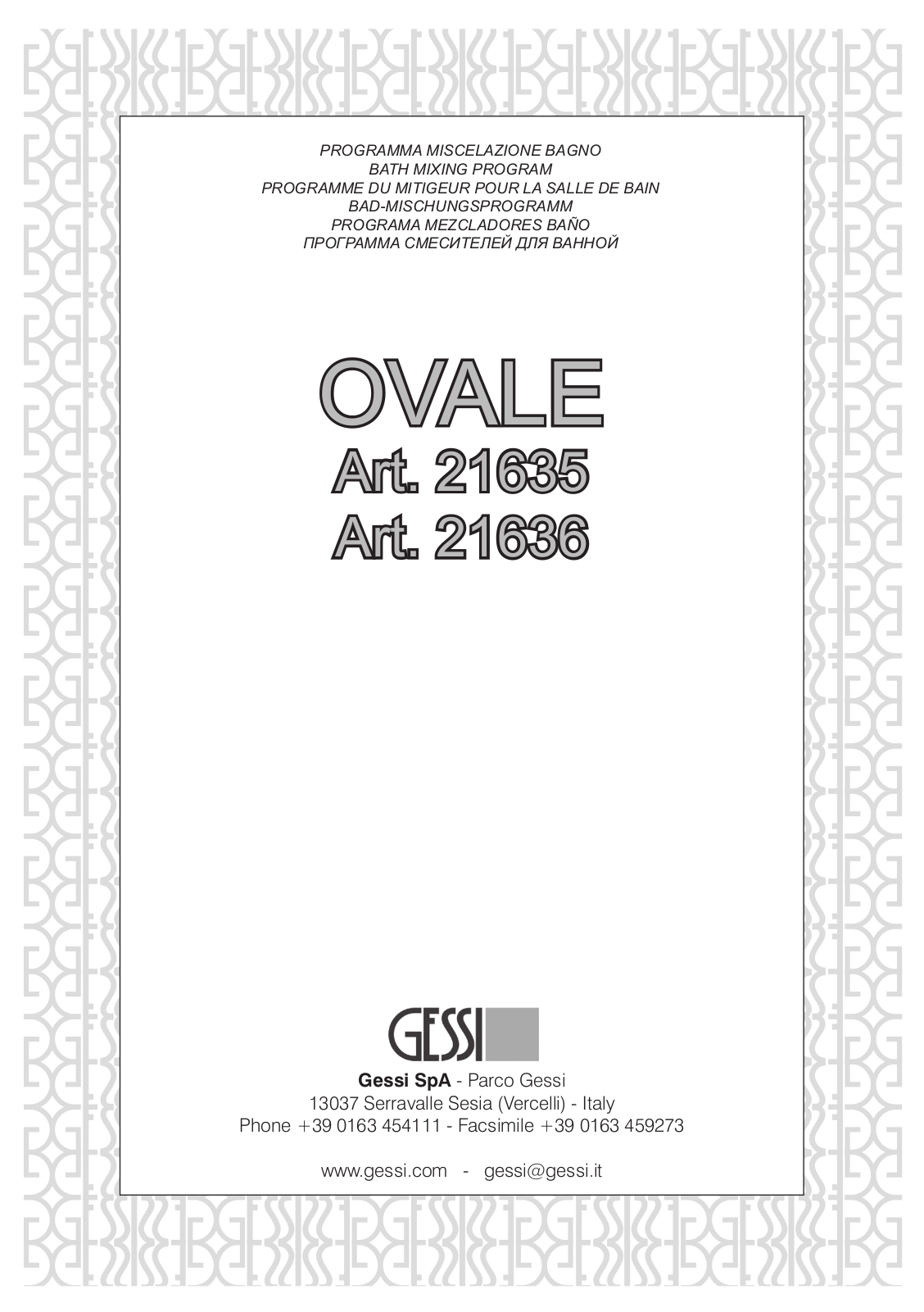 GESSI OVALE User Manual