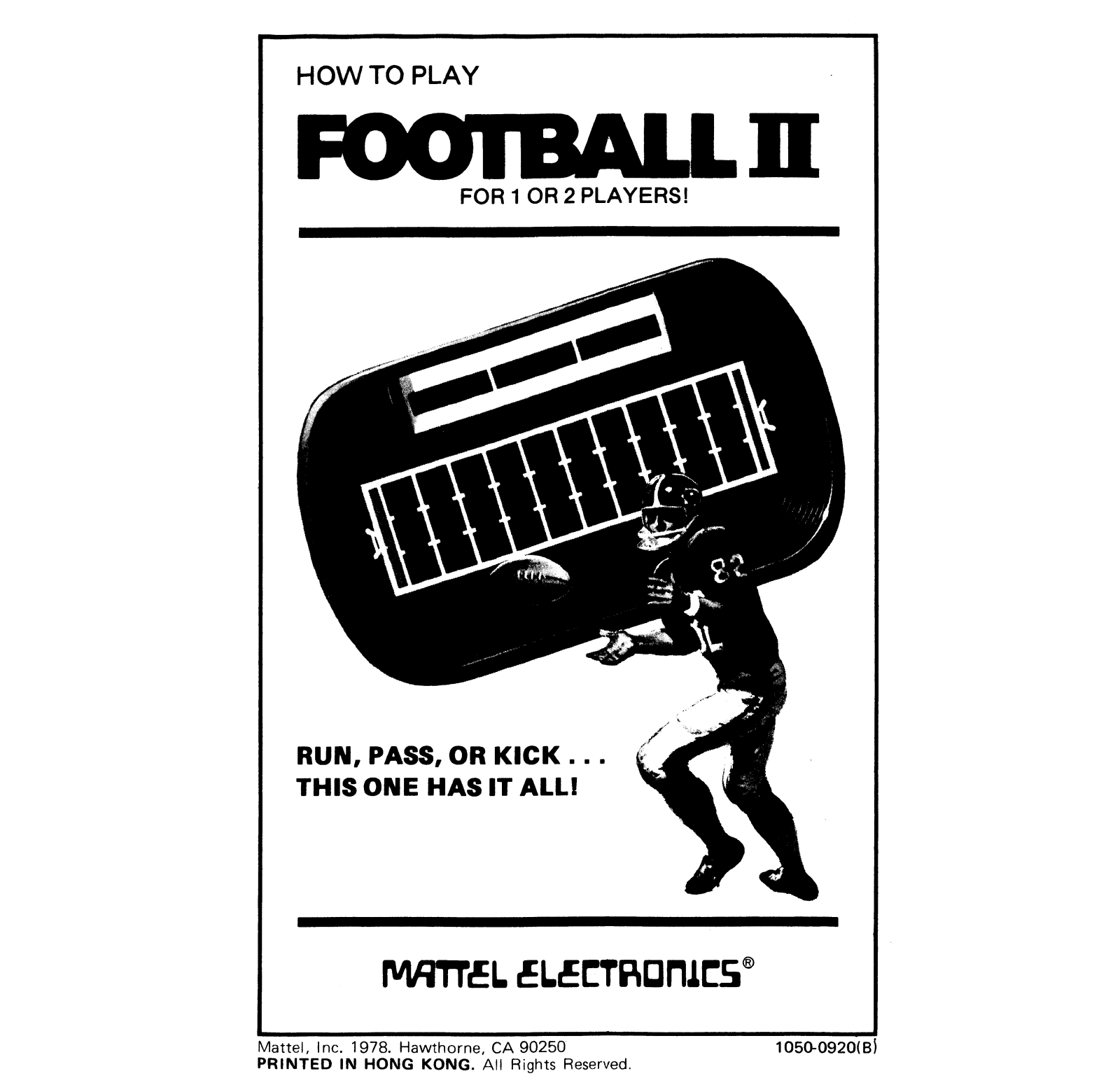 Mattel Football 2 User Guide