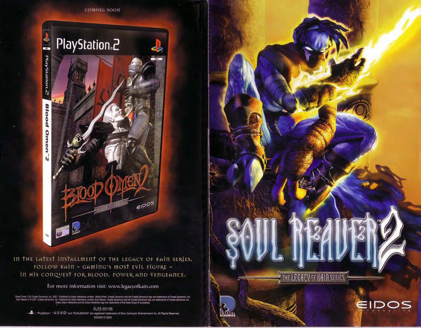 Games PS2 LEGACY OF KAIN-SOUL REAVER 2 User Manual