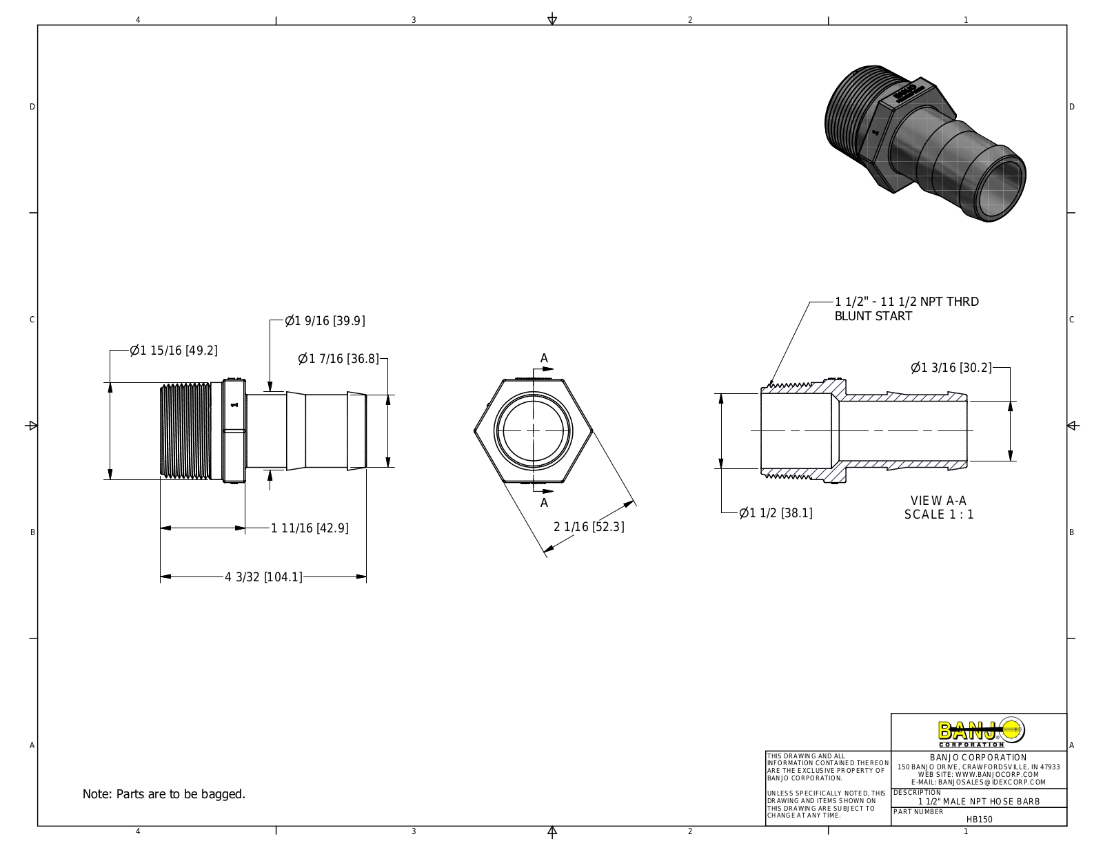 Banjo HB150 Drawing - ManualMachine.com