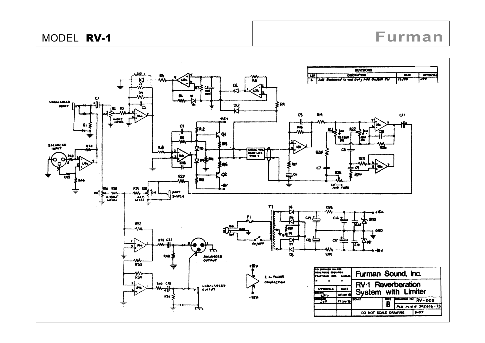 FURMAN RV-1 SCHEMATIC