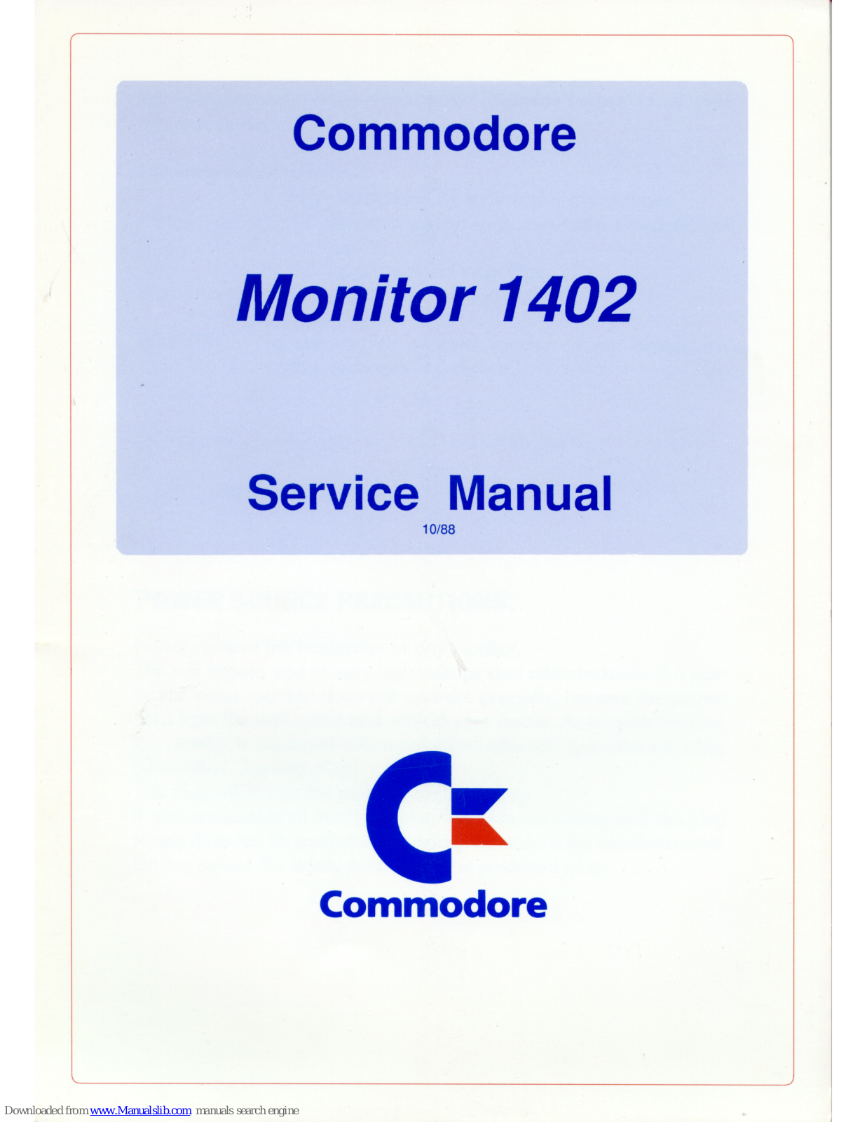 Commodore 1402 Service Manual