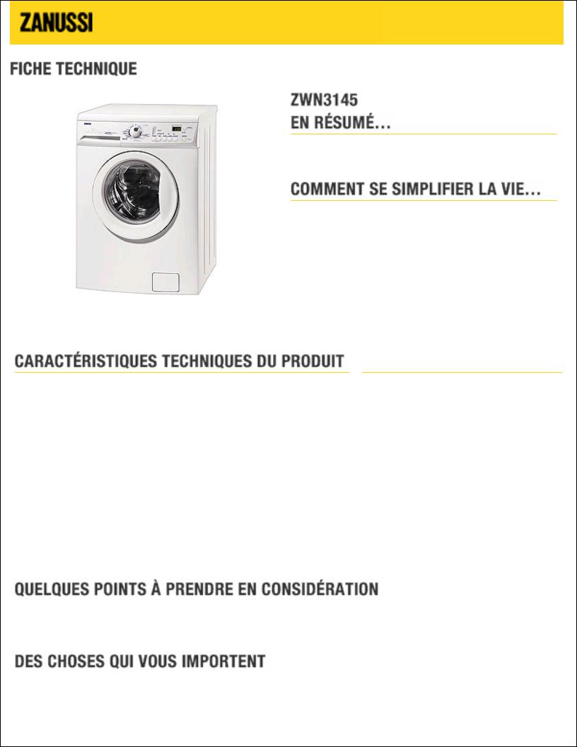 Zanussi ZWN3145 BROCHURE