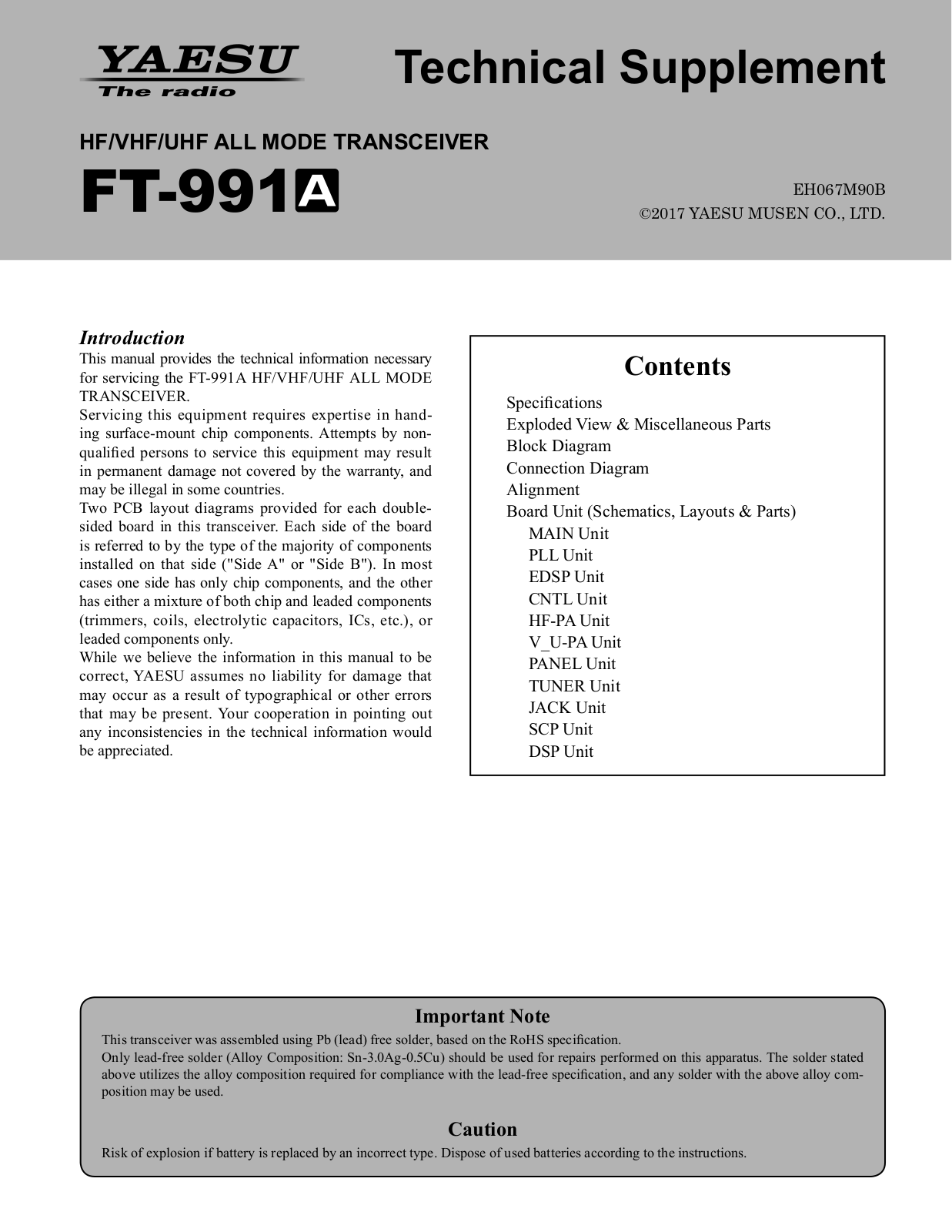 Yaesu FT-991A Service Manual