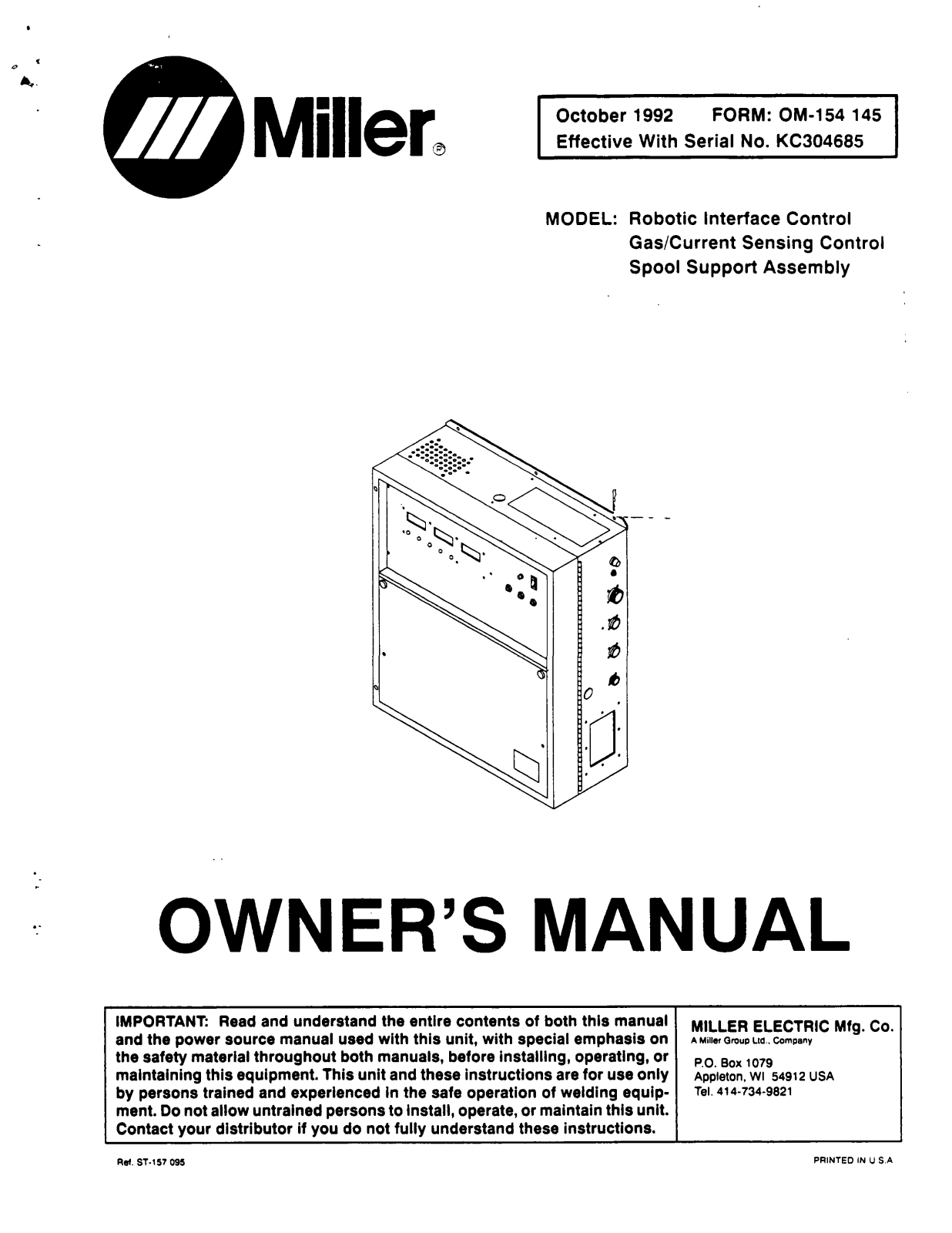 Miller ROBOTIC INTERFACE CONTROL Owners manual - ManualMachine.com