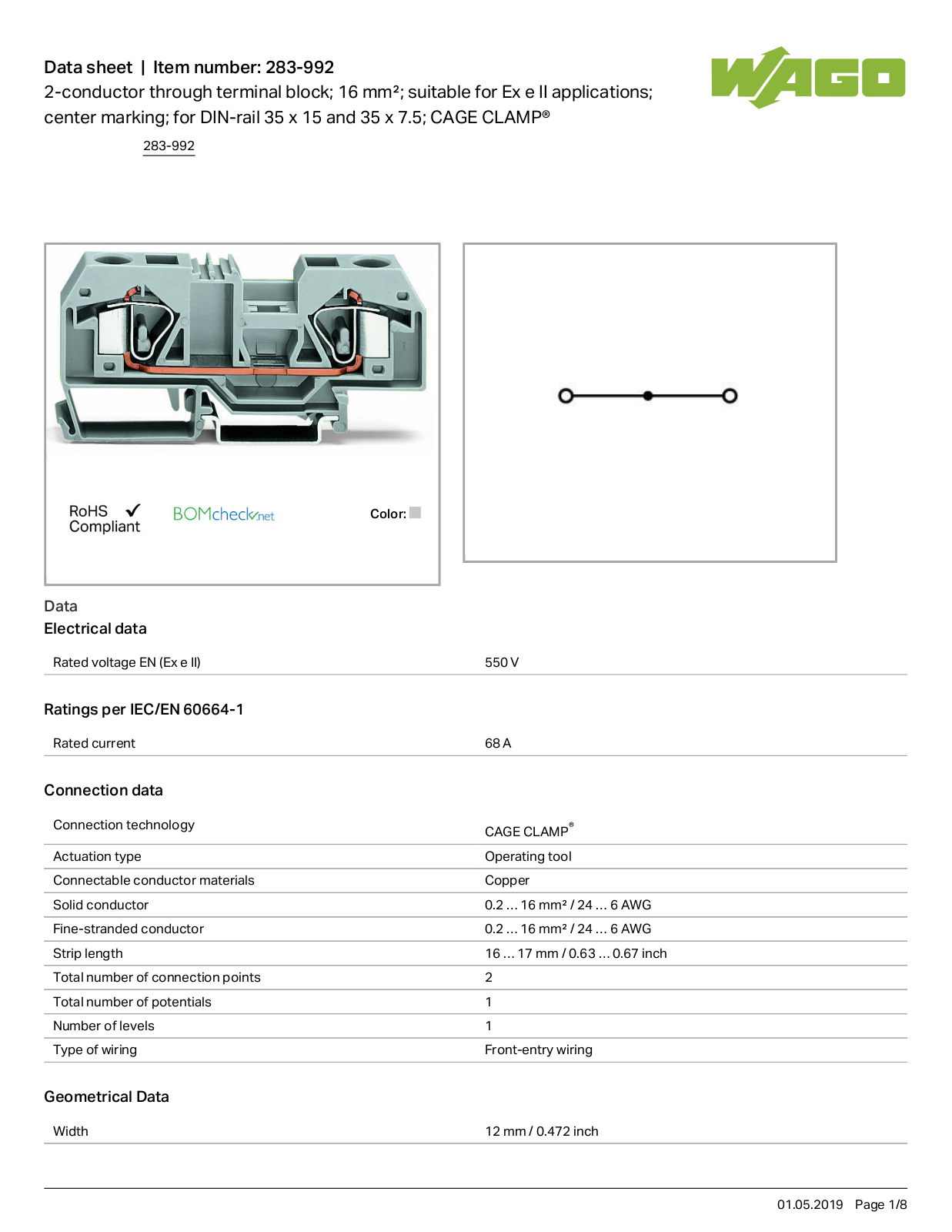 Wago 283-992 Data Sheet