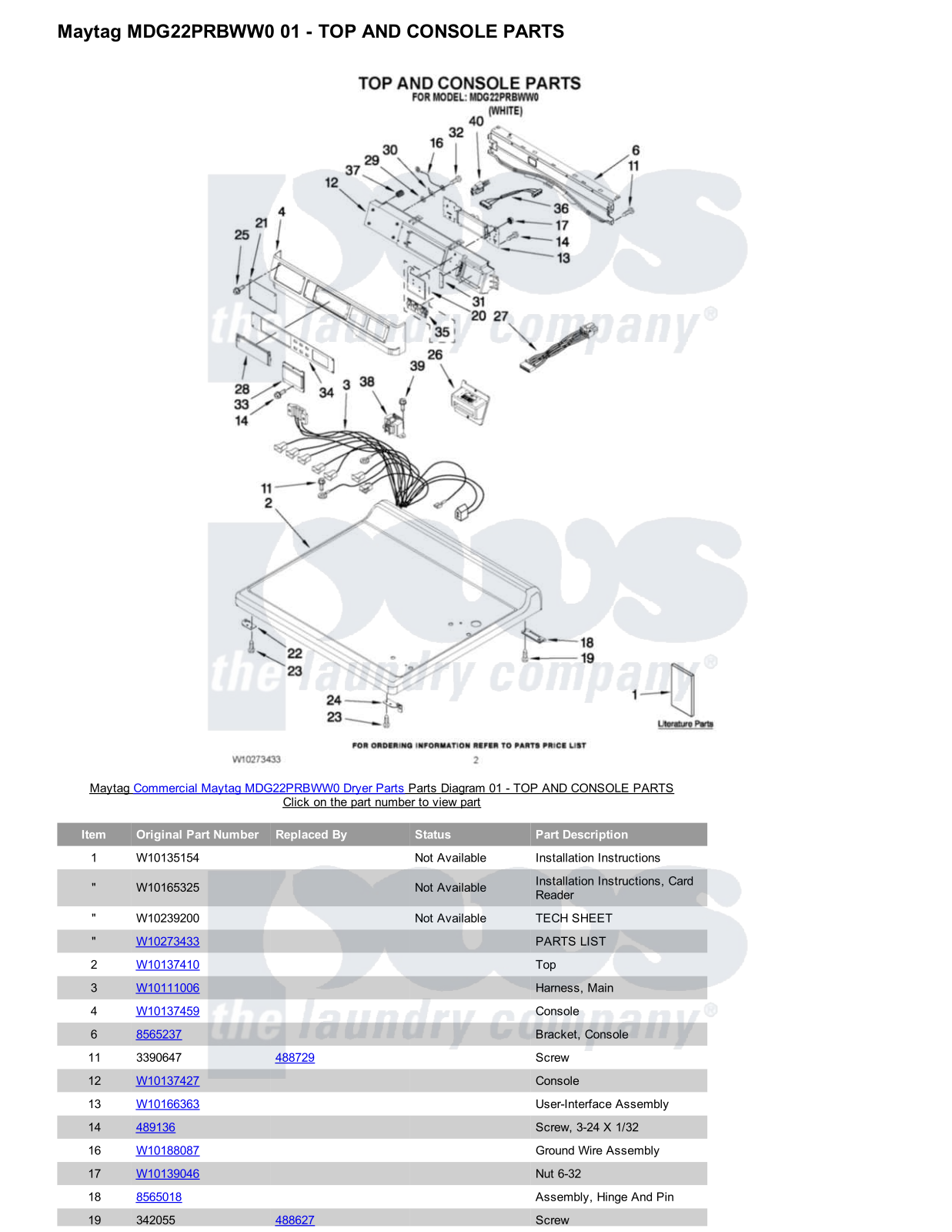 Maytag MDG22PRBWW0 Parts Diagram