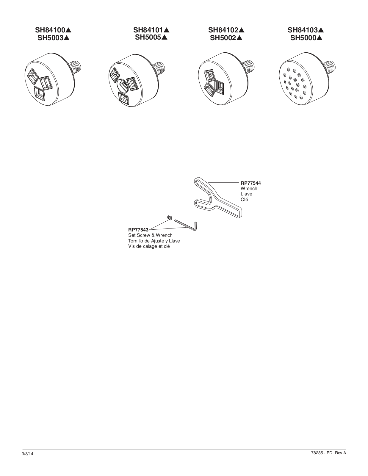 Delta Faucet SH84103, SH84102, SH84101, SH84100, SH5005 Service manual