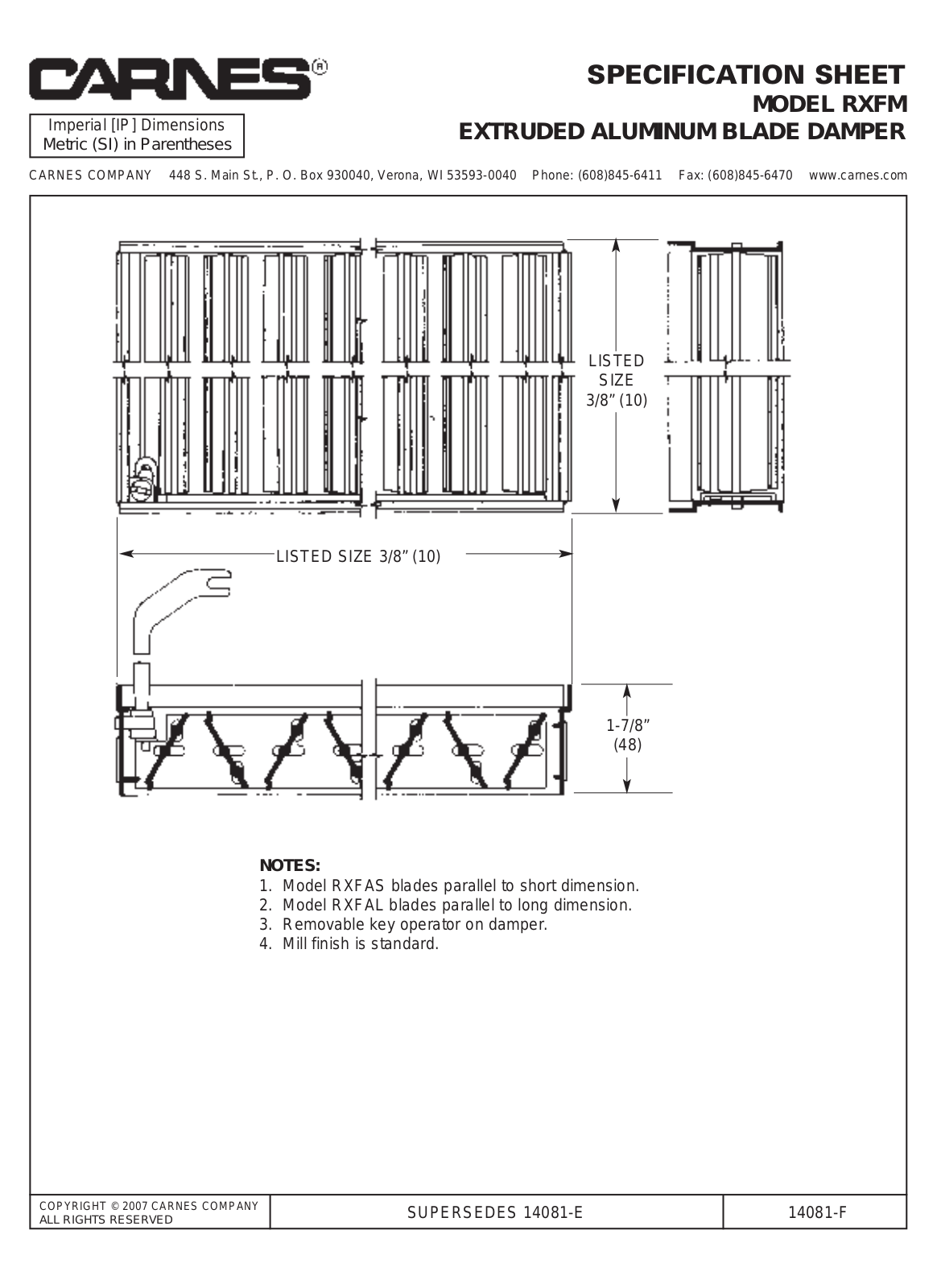 Carnes RXFM User Manual