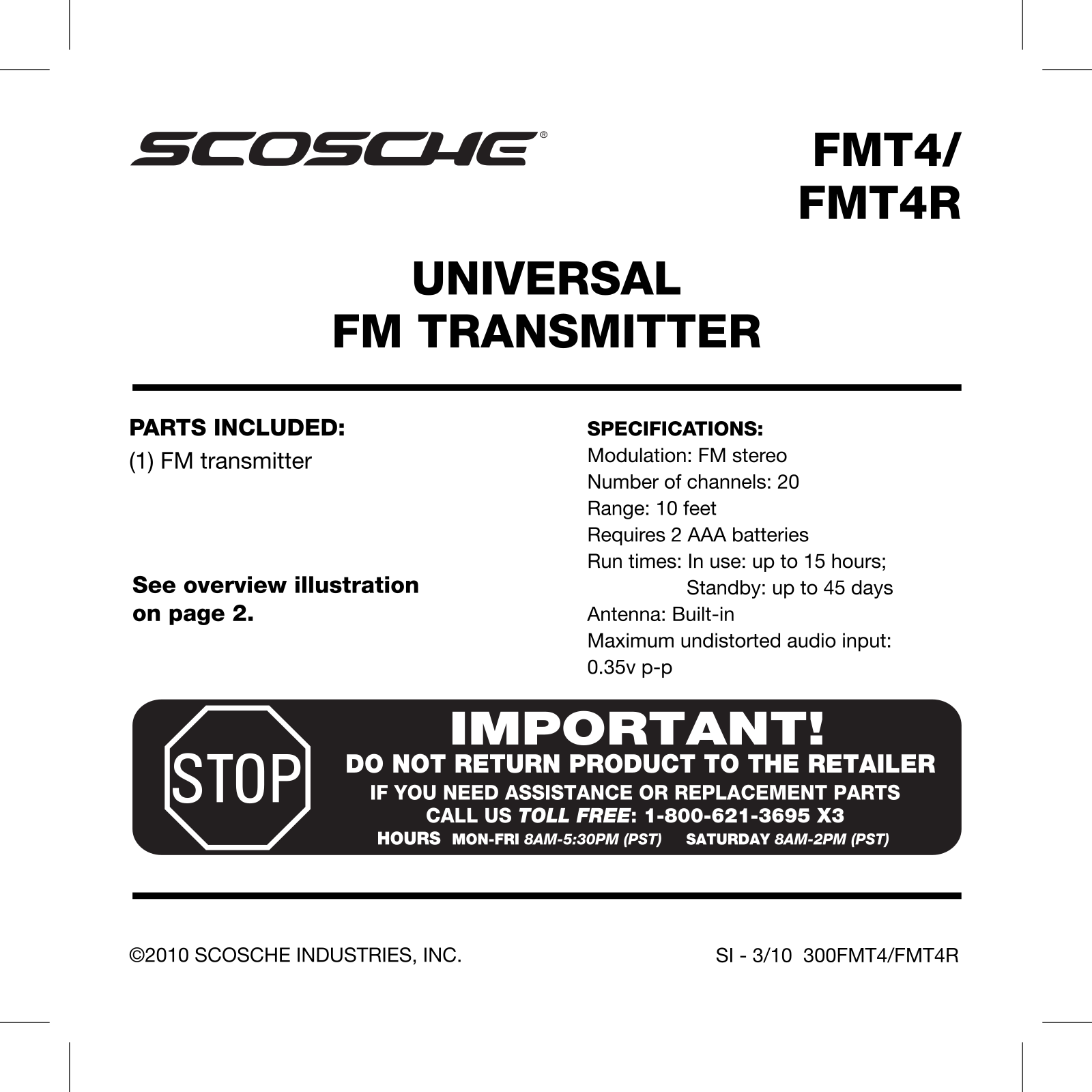 Scosche FMT4 User Manual