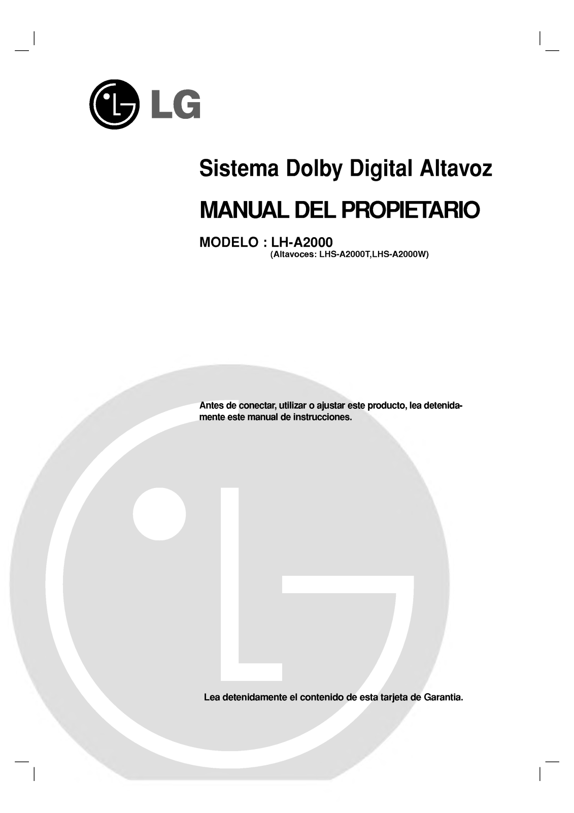 Lg LHS-A2000 User Manual