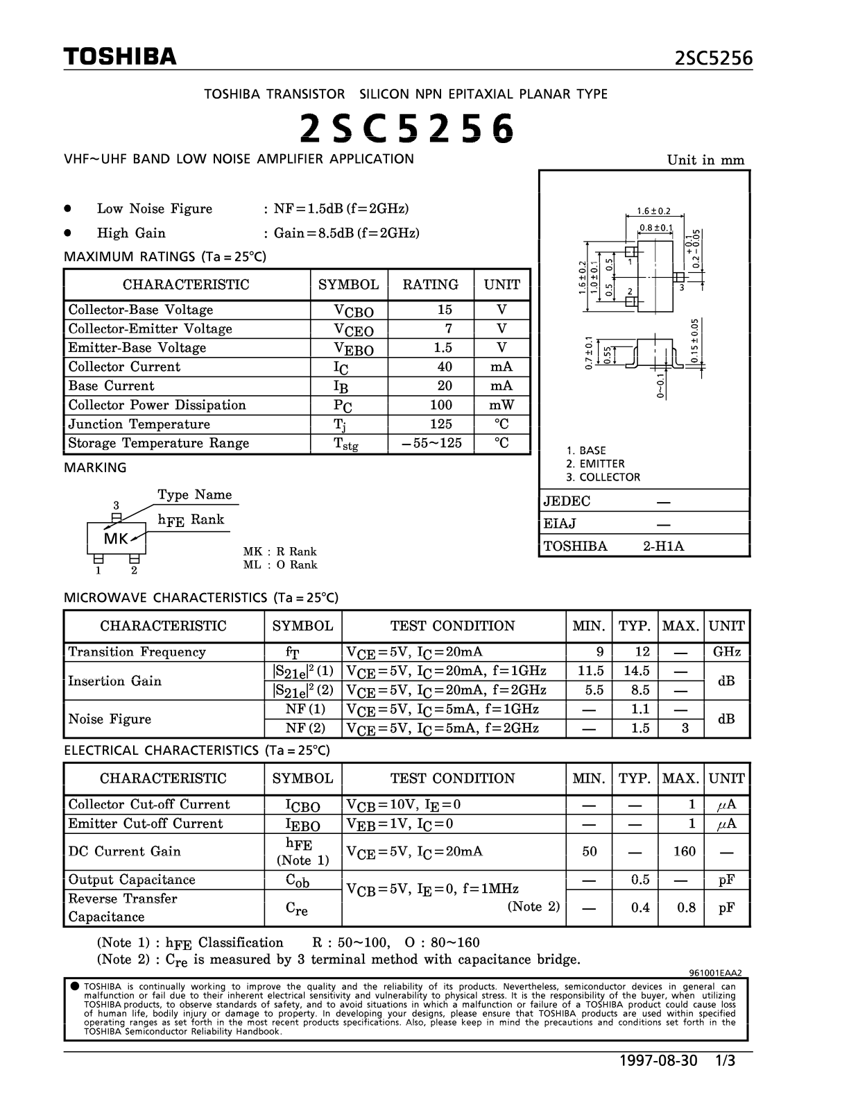 Toshiba 2SC5256 Datasheet