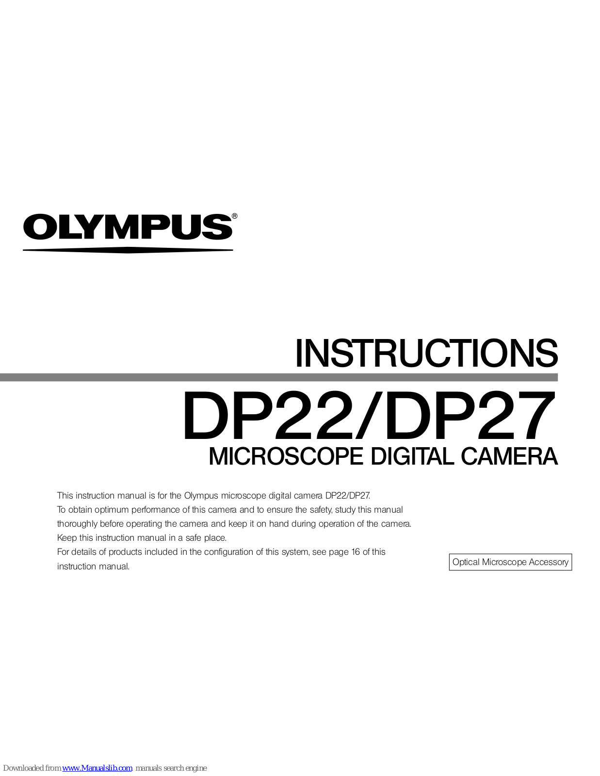 Olympus DP22, DP27 Instructions Manual