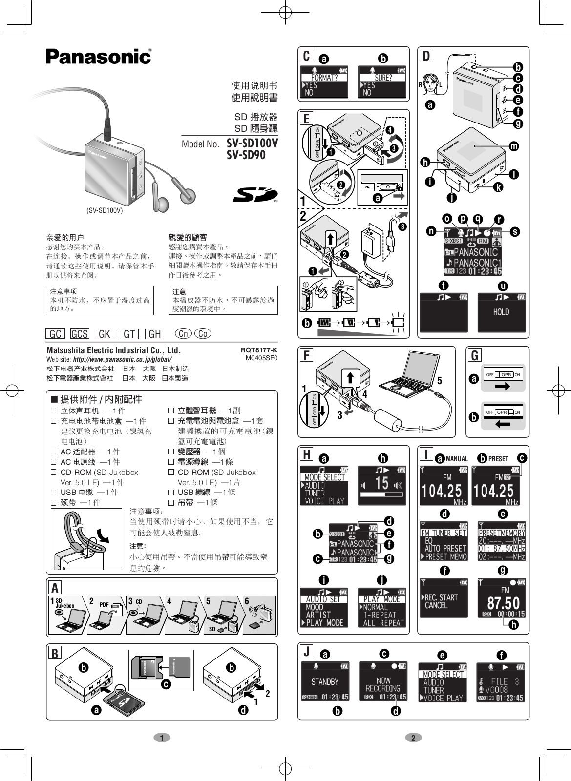 Panasonic SV-SD90, SV-SD100V User Manual