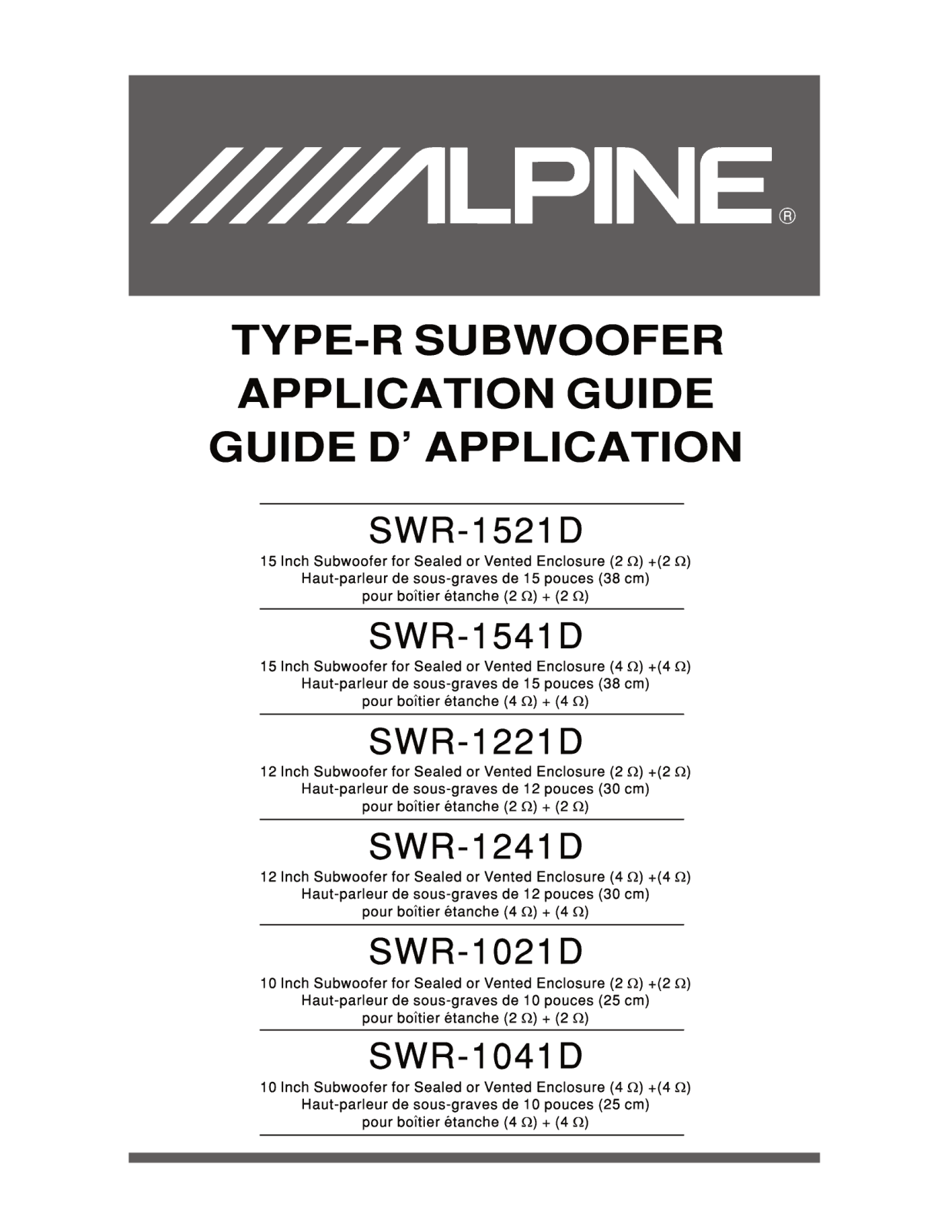 ALPINE SWR-1521D User Manual