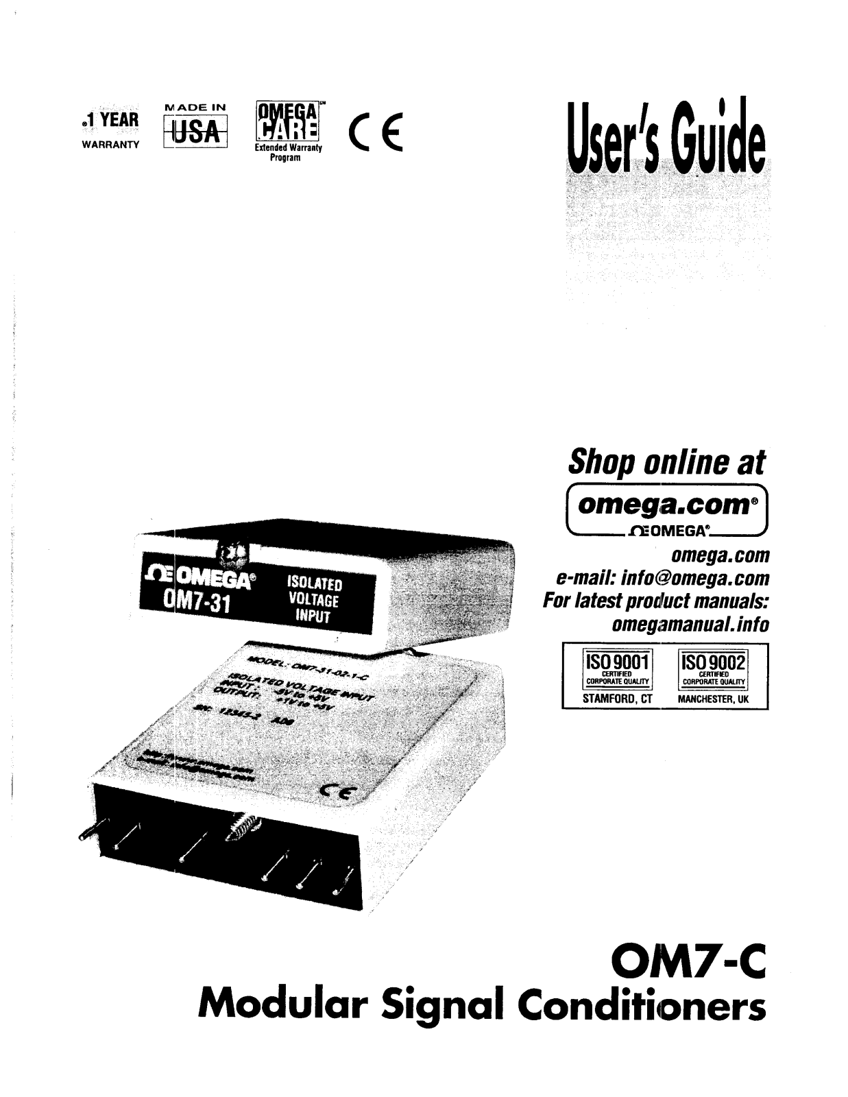 Omega Products OM7-C Installation  Manual