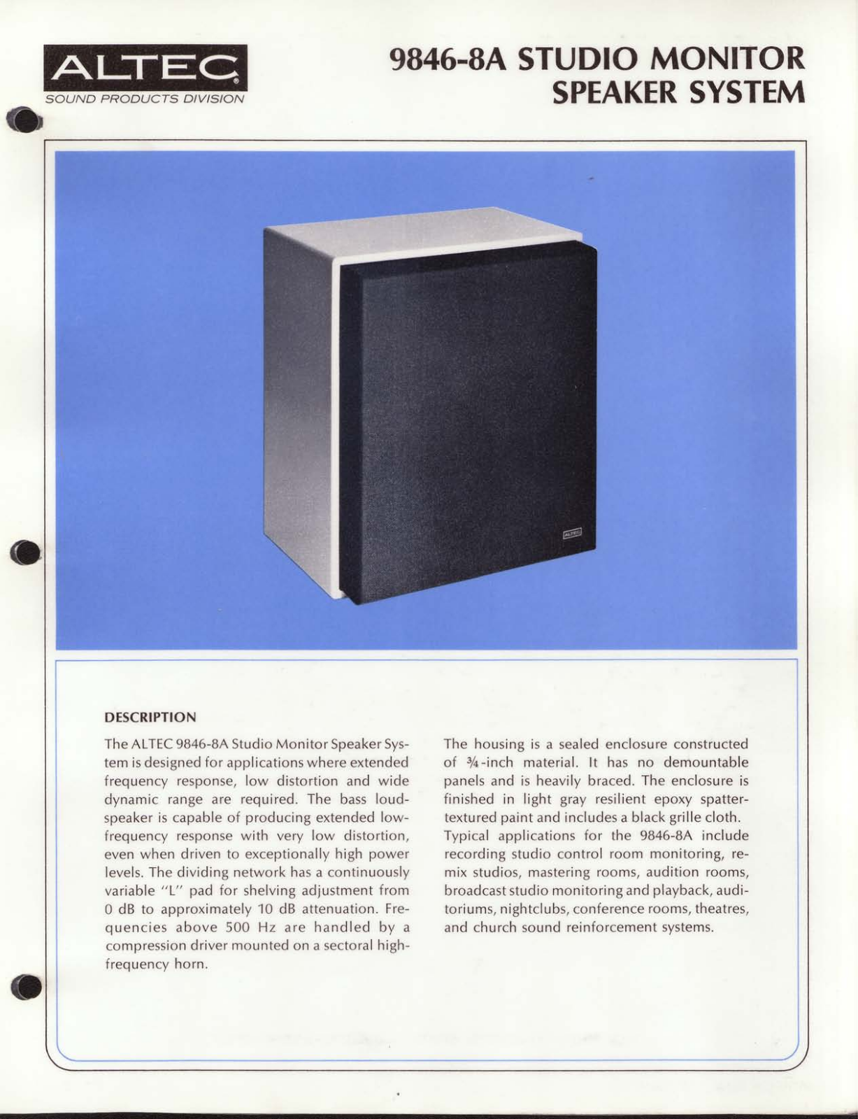 Altec lansing 9846-8A User Manual