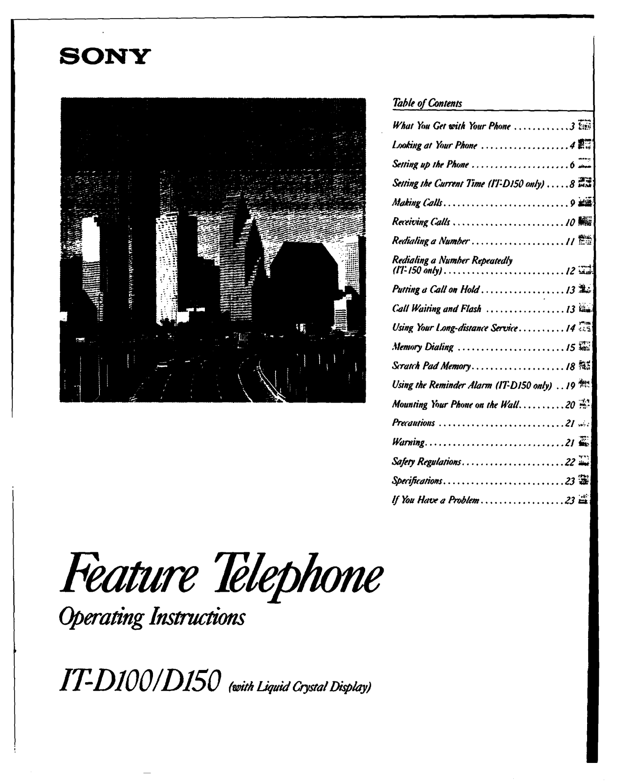 Sony IT-D100, IT-D150 Operating Instructions