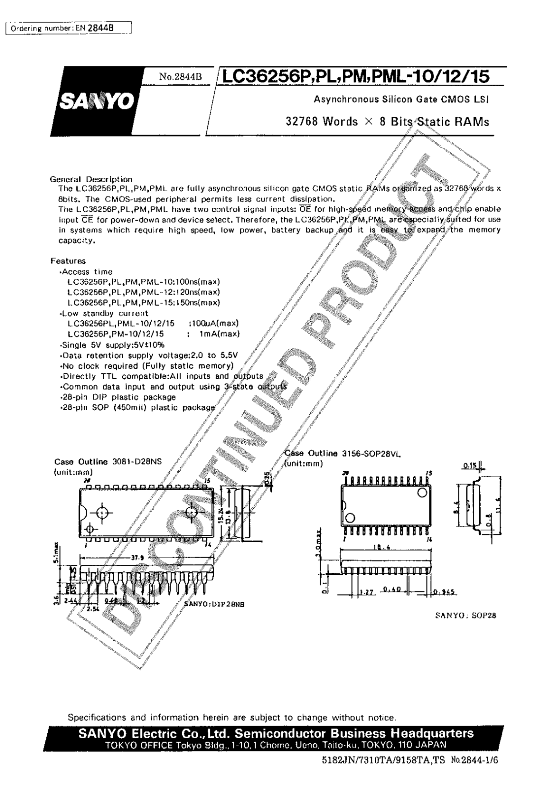 Sanyo LC36256PML-12 Specifications