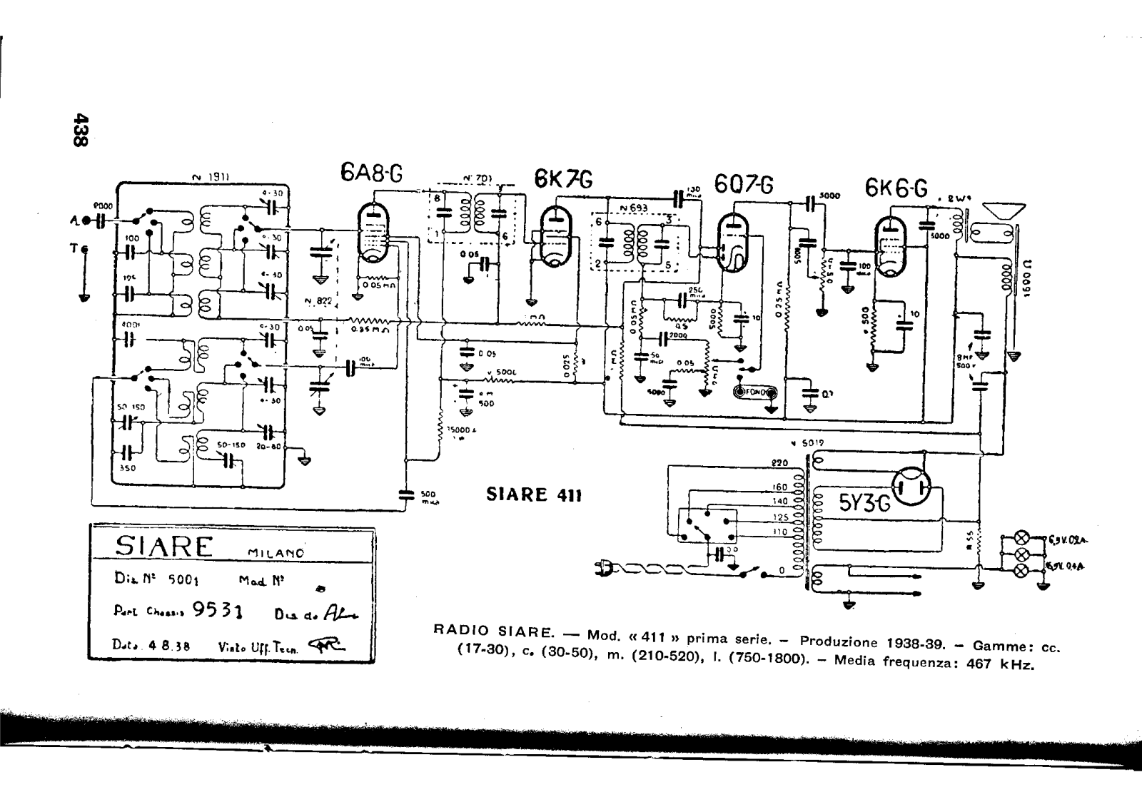 Siare Crosley 411 i schematic