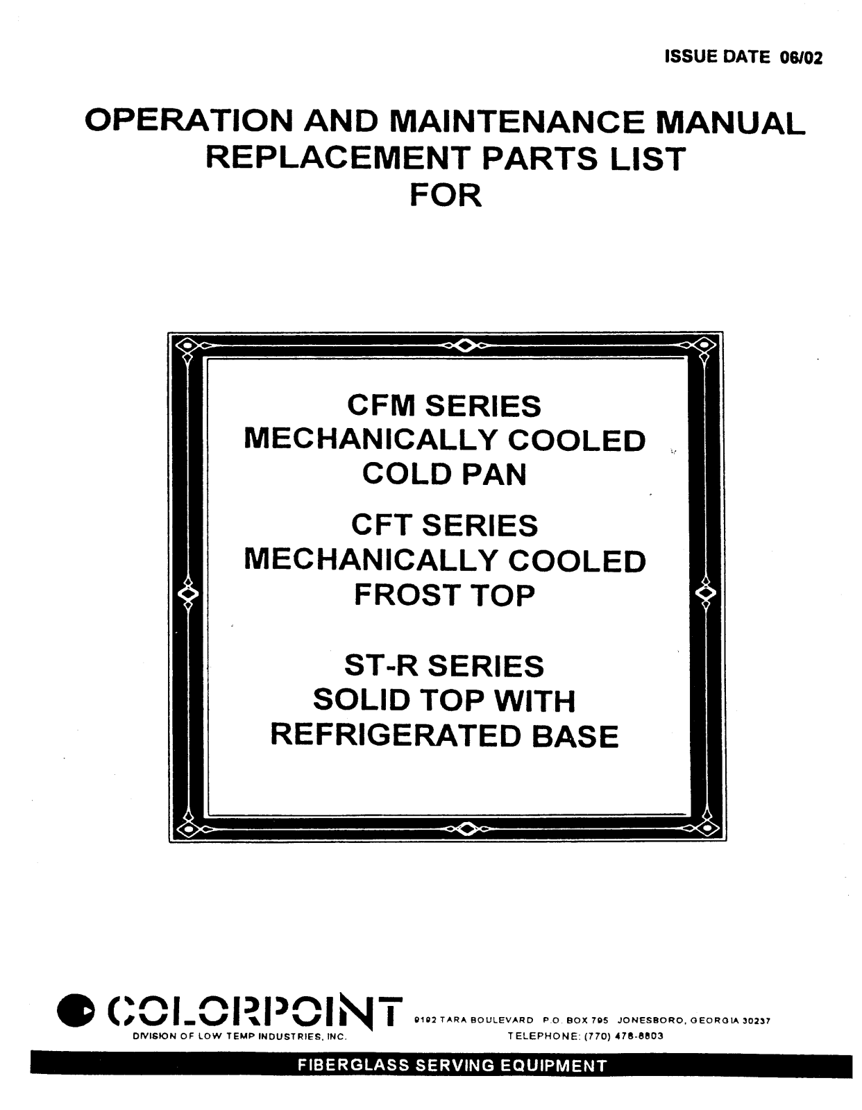 Low Temp Industries CFT, 36-CFM-EB Installation  Manual