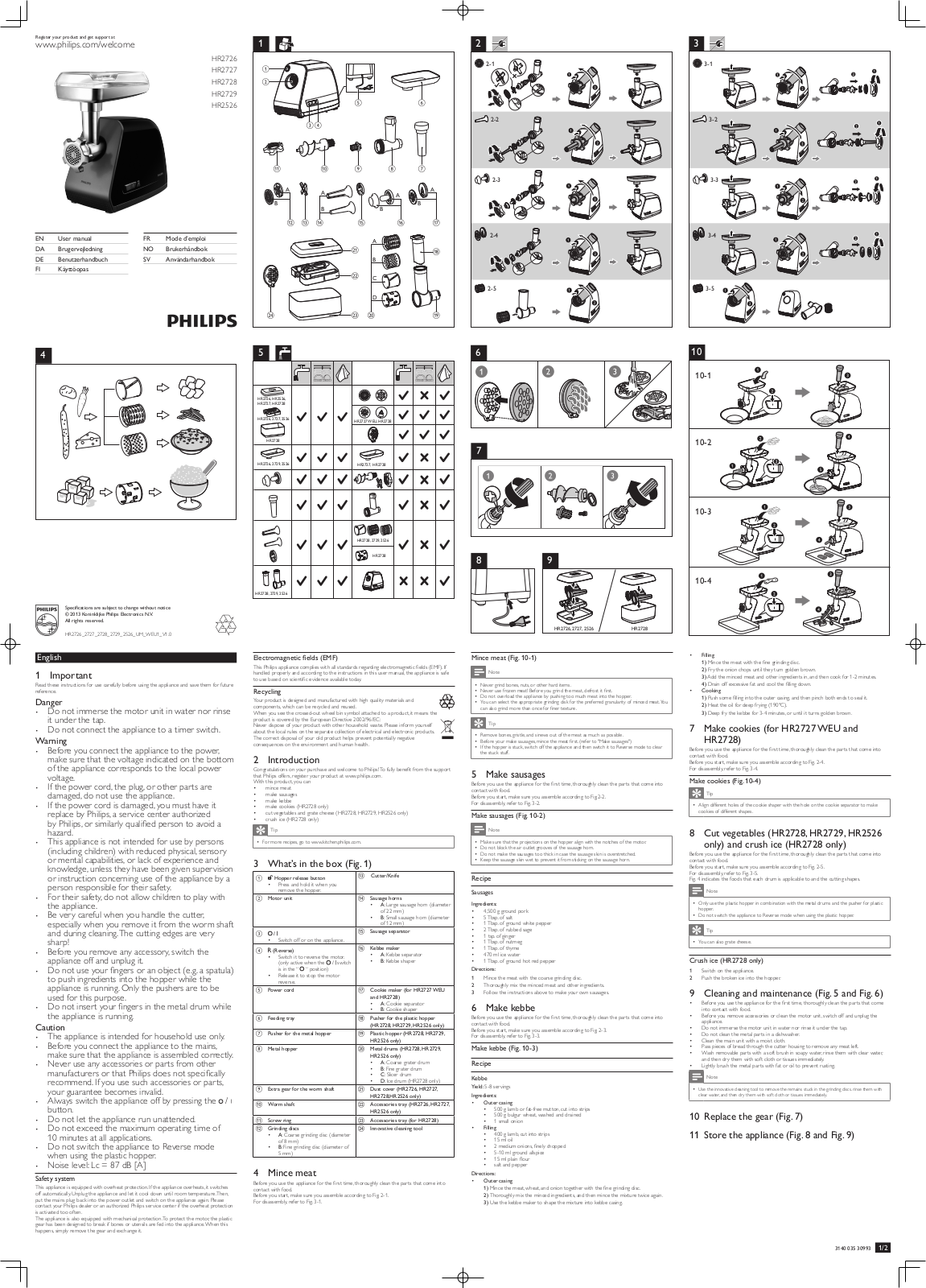 Philips HR2726, HR2727, HR2728, HR2729, HR2526 User Manual