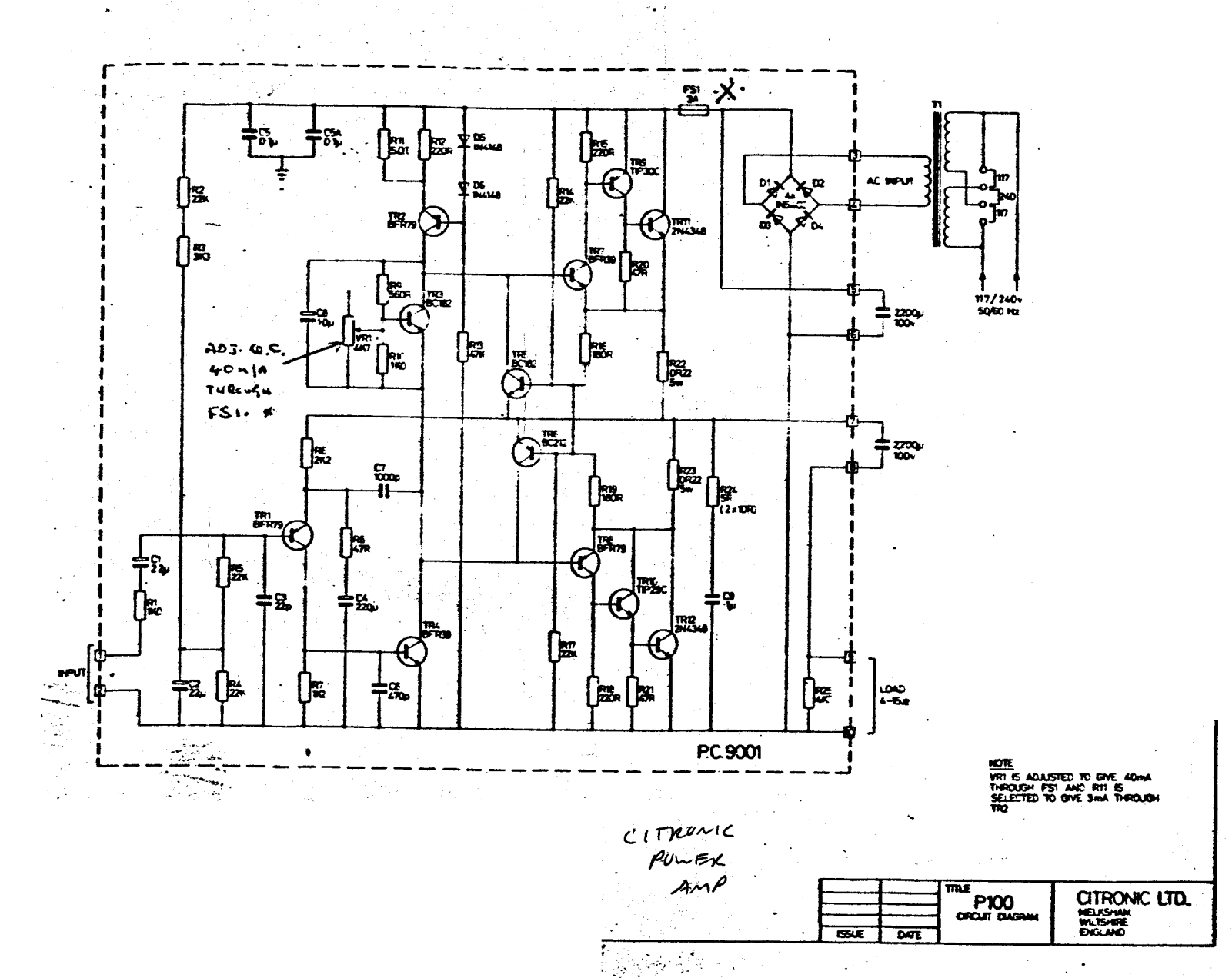 Citronic P100 Schematic