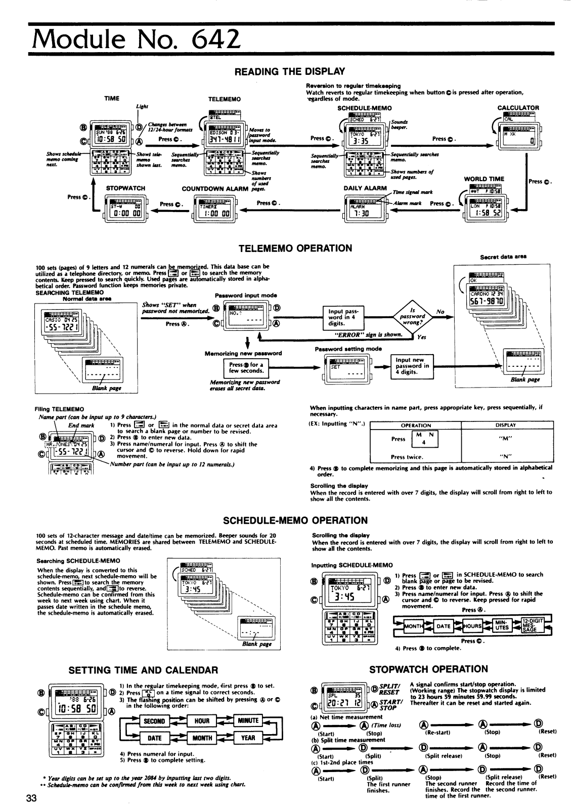 CASIO QW-642 User Manual