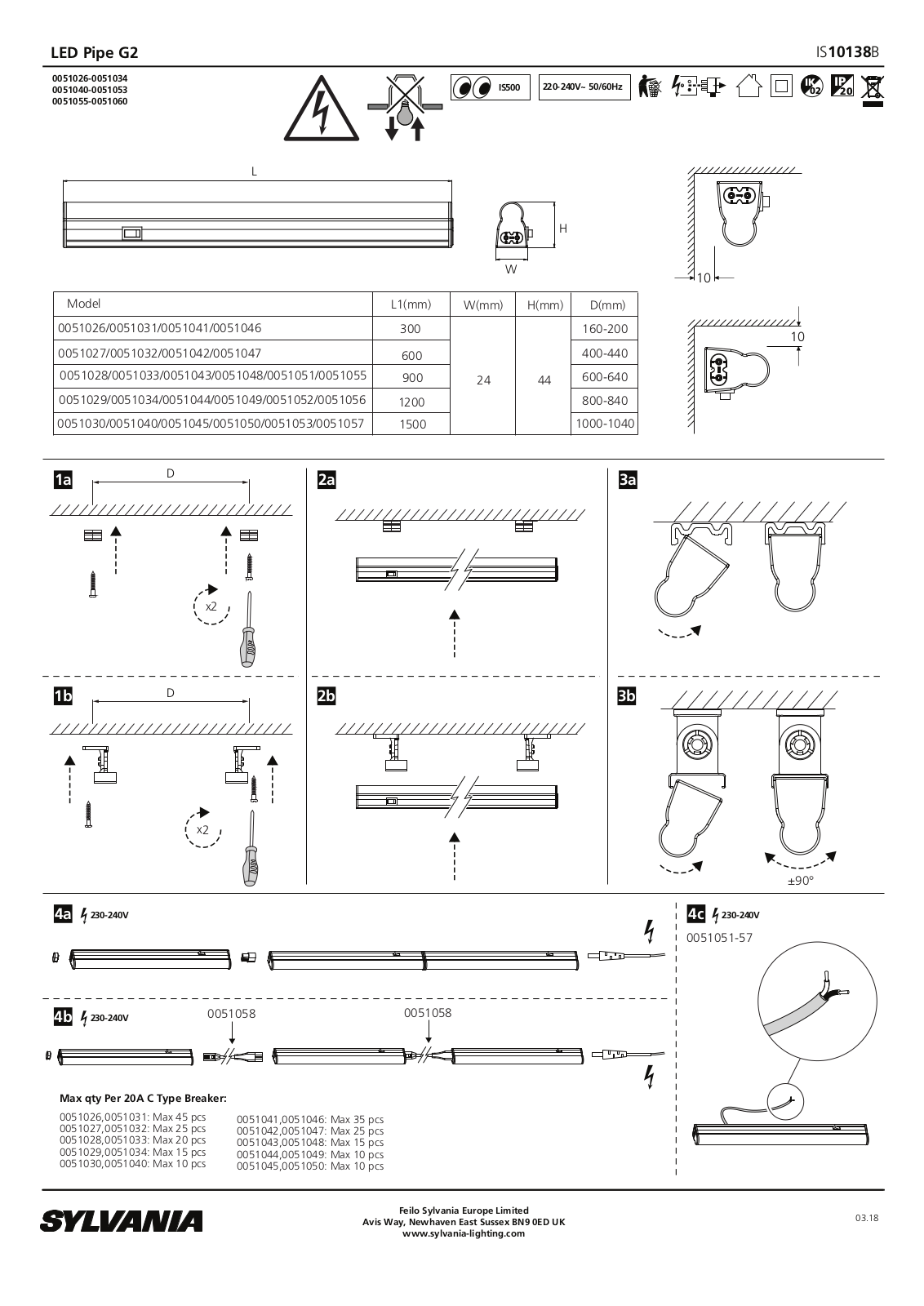 Sylvania 0051058, 0051040, 0051059, 0051030, 0051032 Installation Instructions - ManualMachine.com