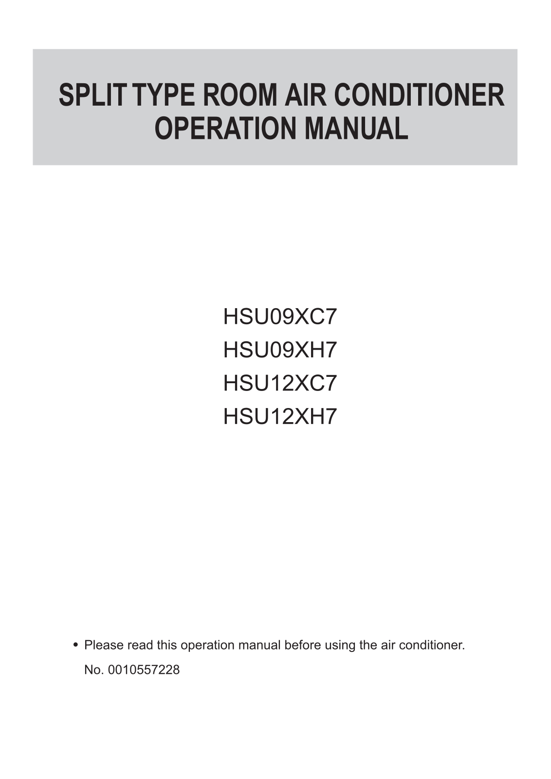 Haier HSU12XH7-W, HSU12XH7-G Manual