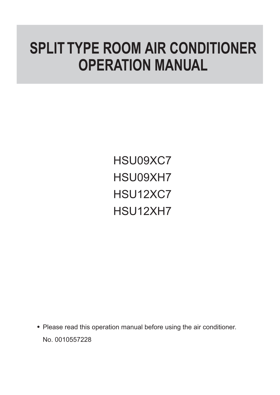 Haier HSU12XH7-W, HSU12XH7-G User Manual