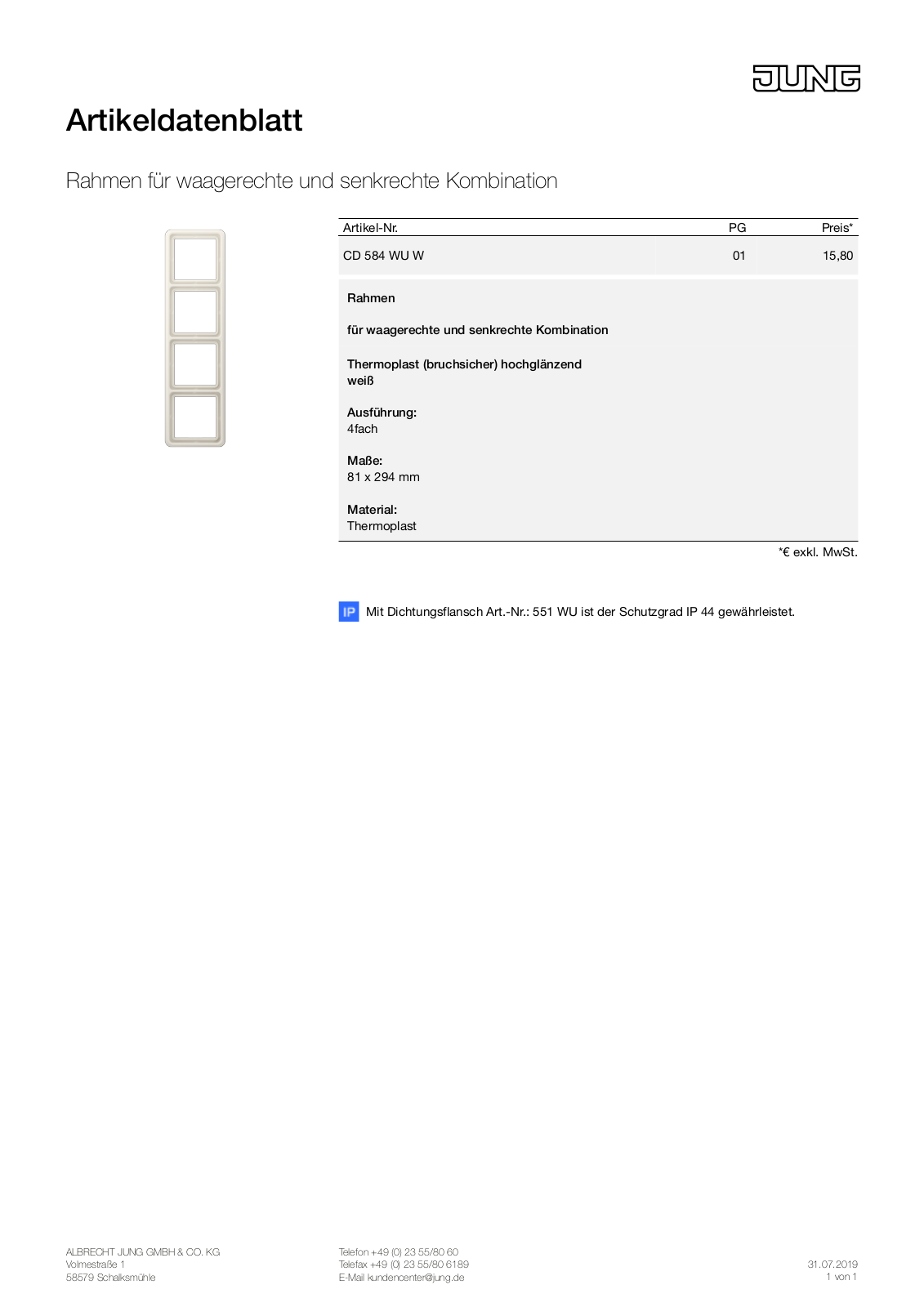 Jung CD 584 WU W User Manual