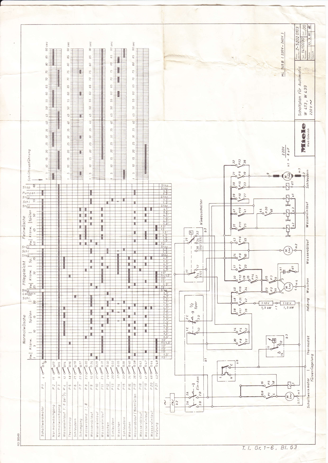 Miele W413, W439 Schematic