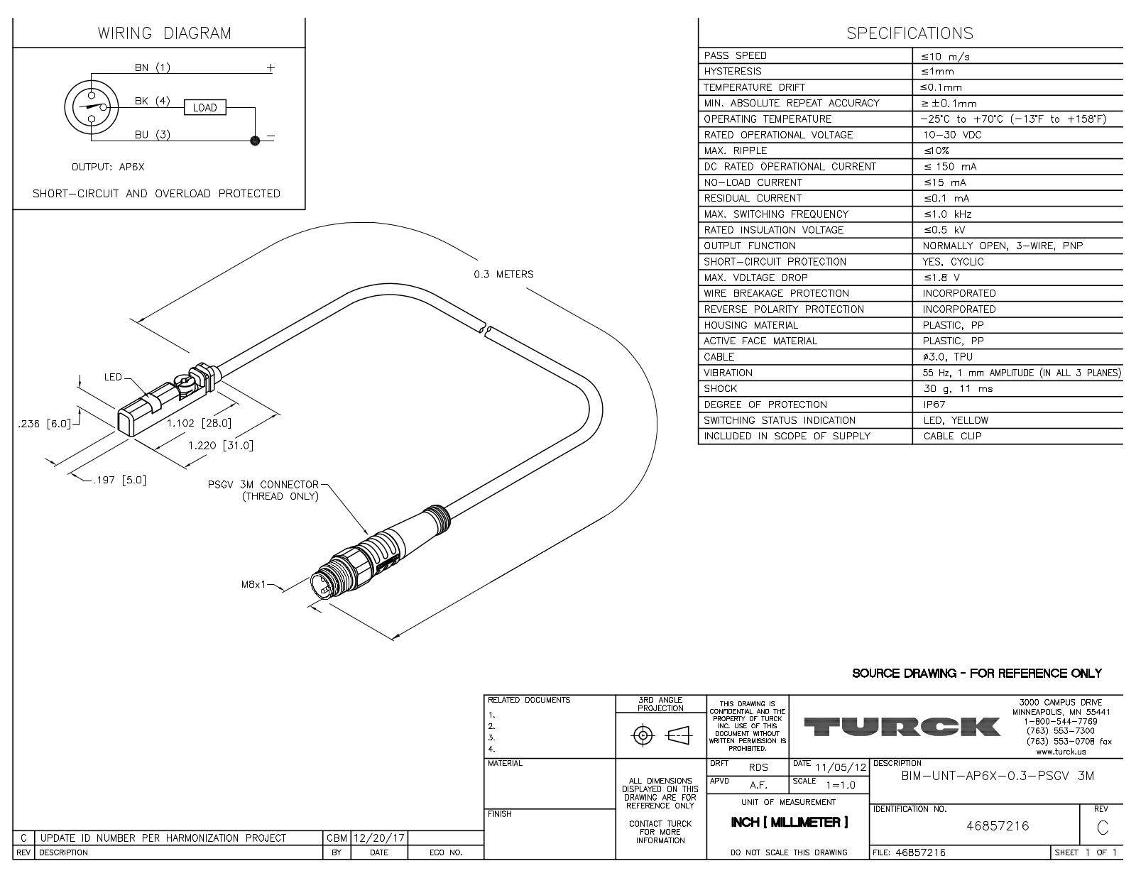 Turck BIM-UNT-AP6X-0.3-PSGV3M Data Sheet