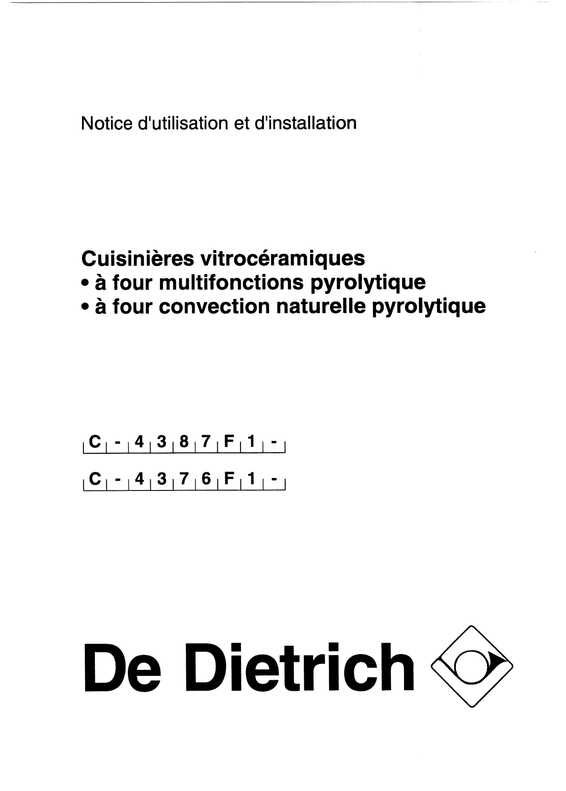 De dietrich C-4387F1, C-4376F1 User Manual