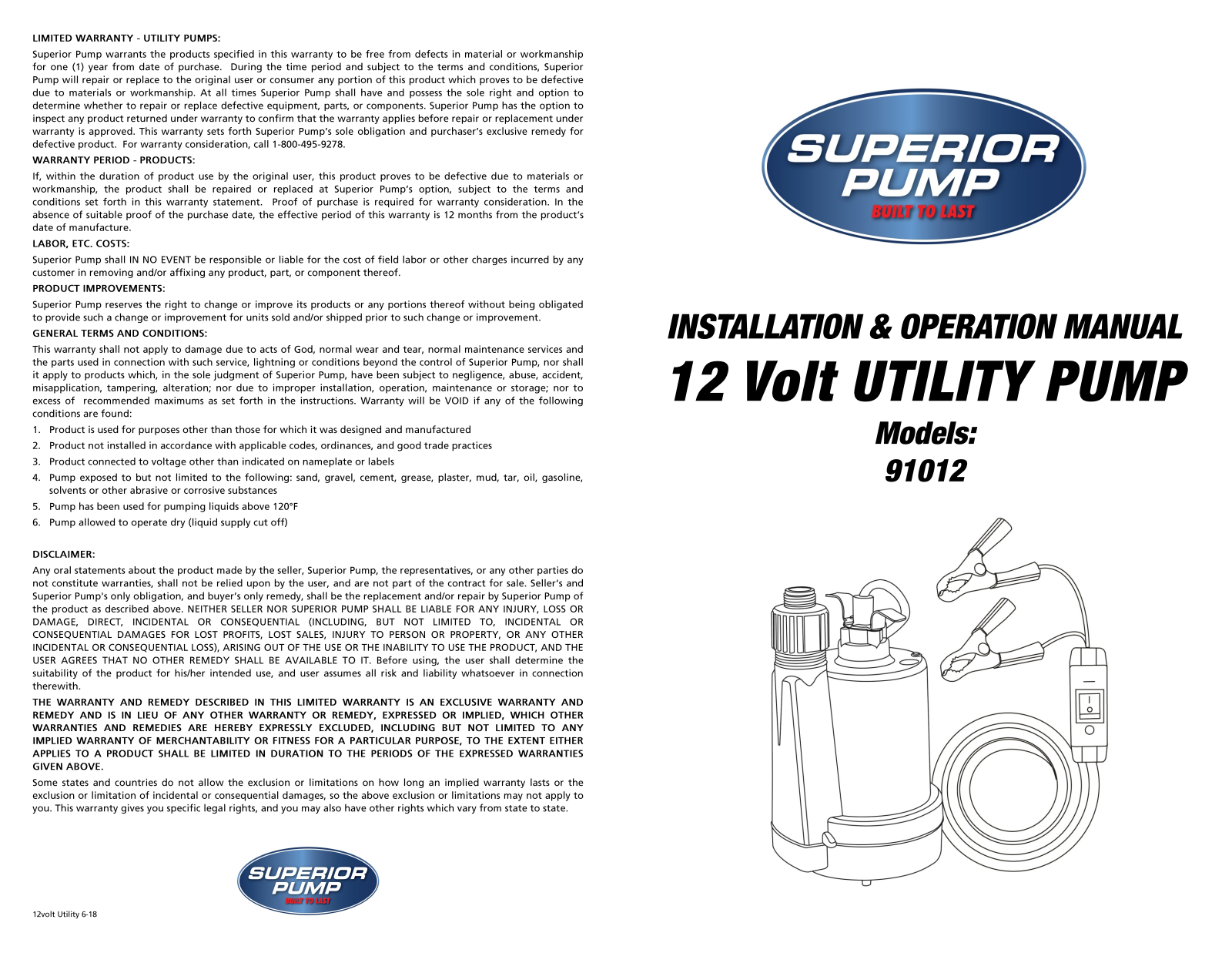 Superior Pump 91012 User Manual