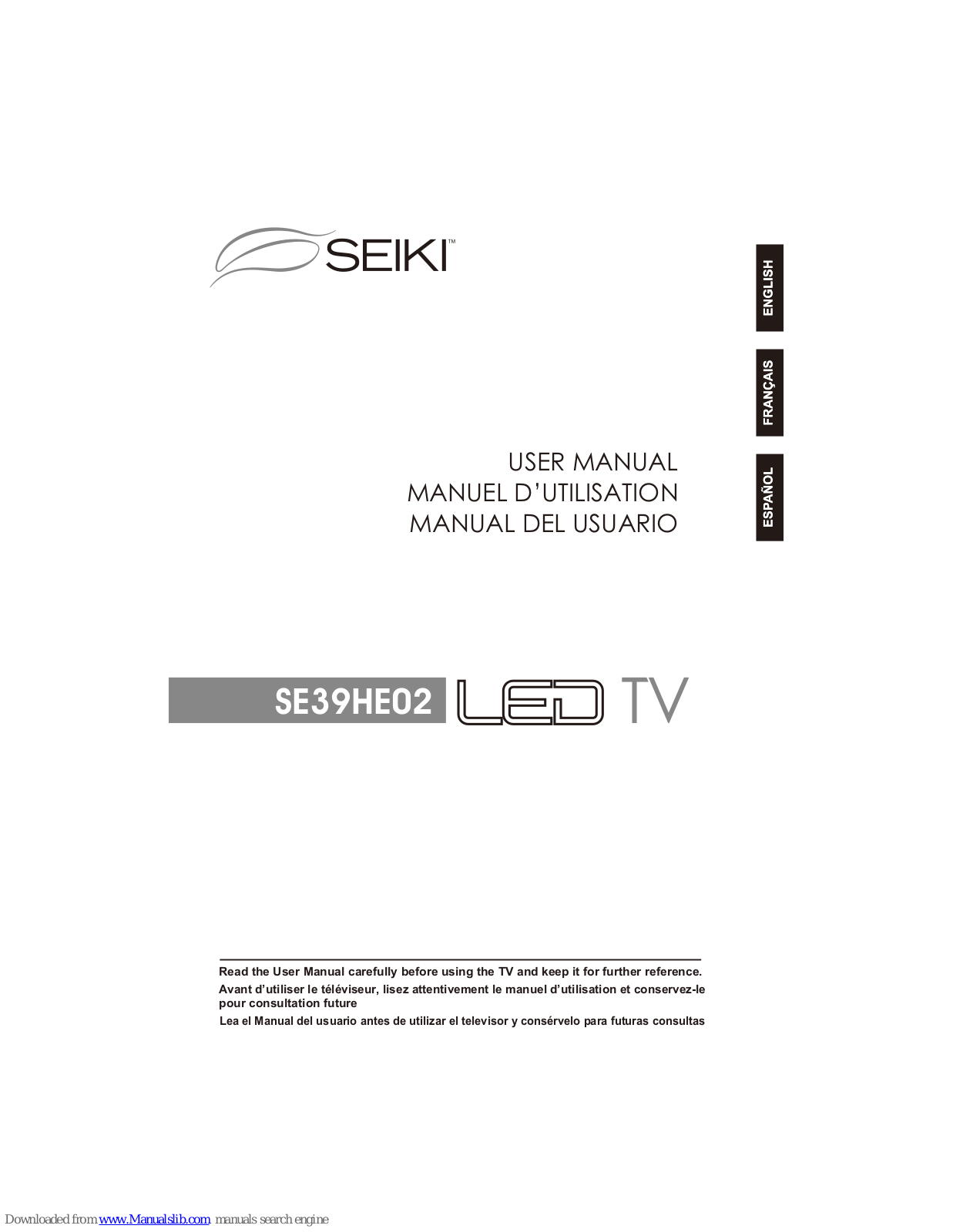 Seiki SE39HE02 User Manual