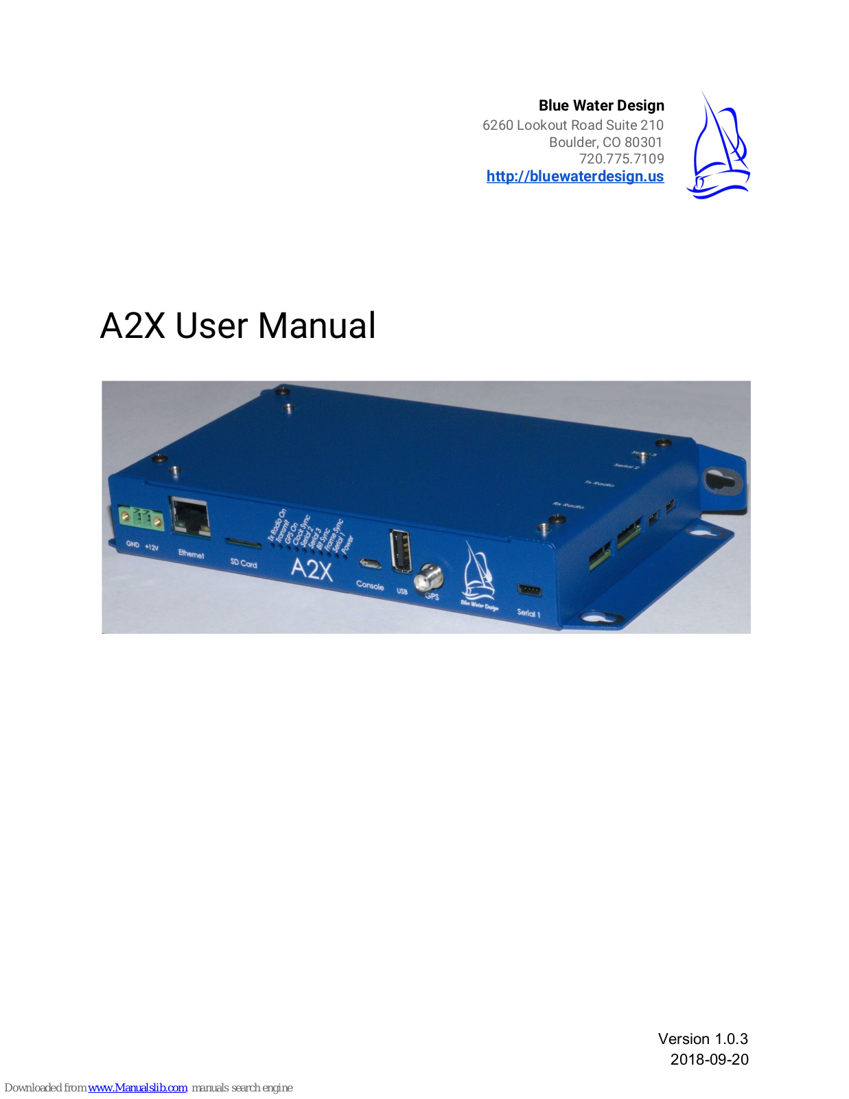 Blue Water Design A2X User Manual - ManualMachine.com