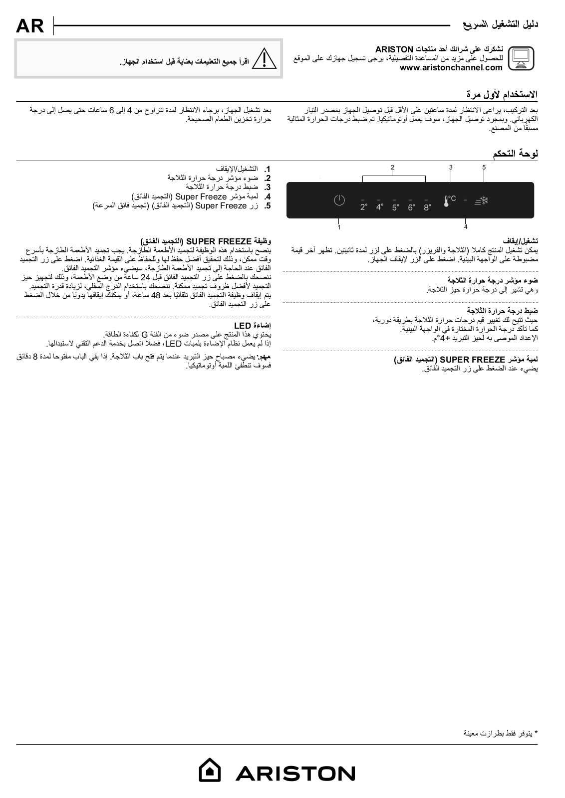 ARISTON ARFC8 TI21SX Daily Reference Guide